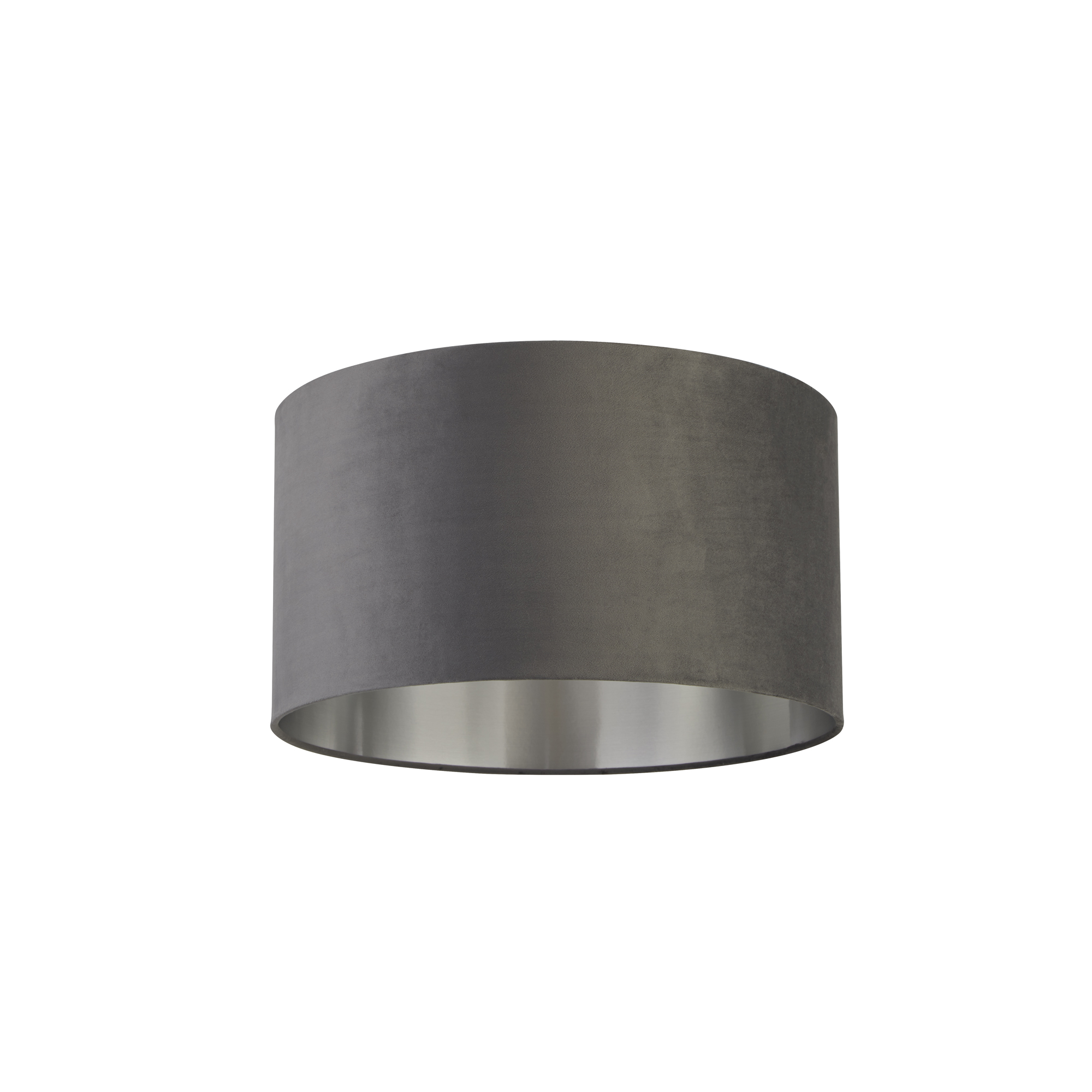 Searchlight Drum Shade - abat-jour - Ø cm - gris foncé et argent brossé