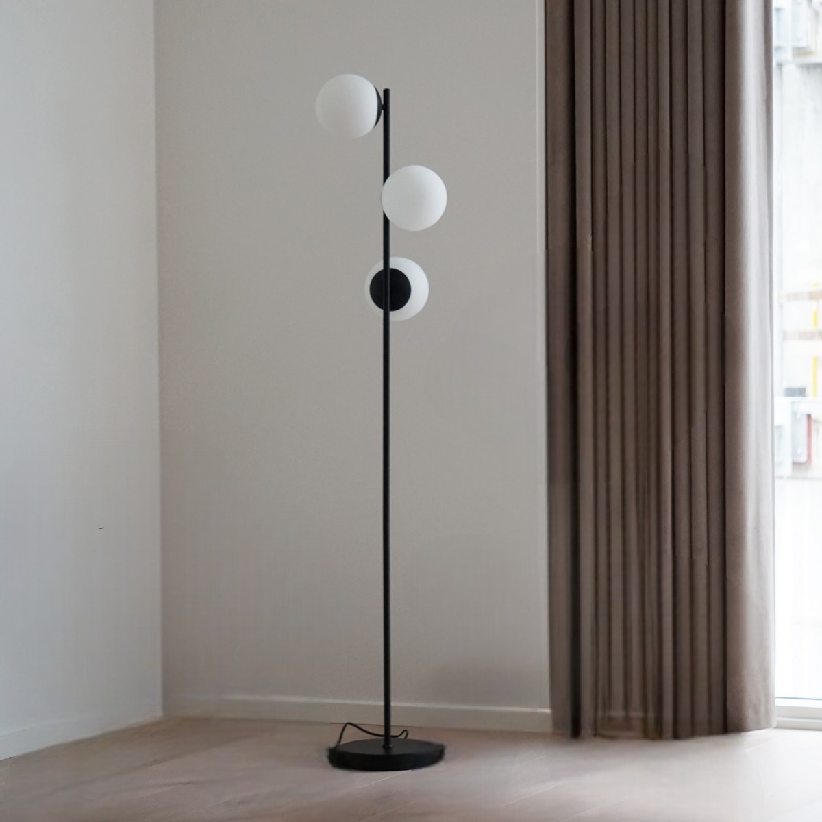 Nordlux Lilly - lampadaire - Ø cm - noir et blanc opale