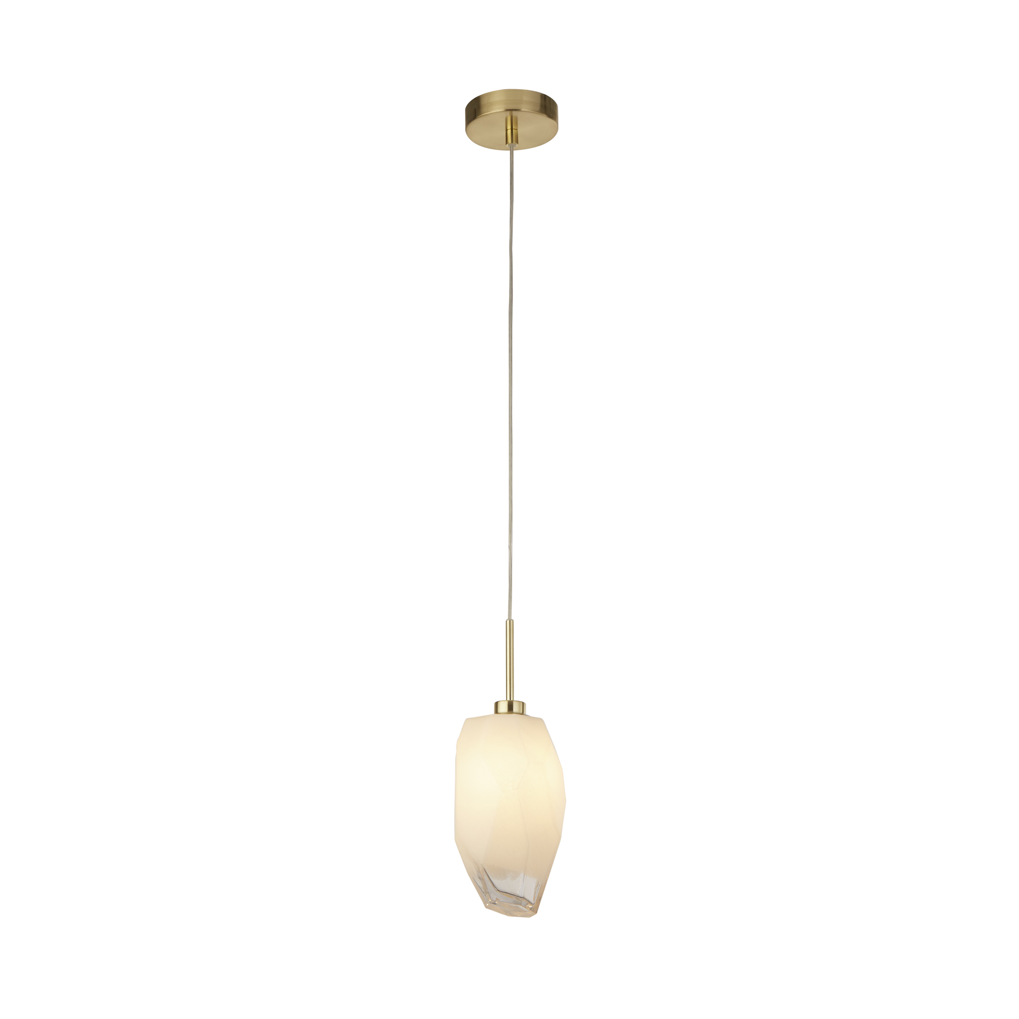 Searchlight Rocky - lampe suspendue - cm - laiton satiné et blanc