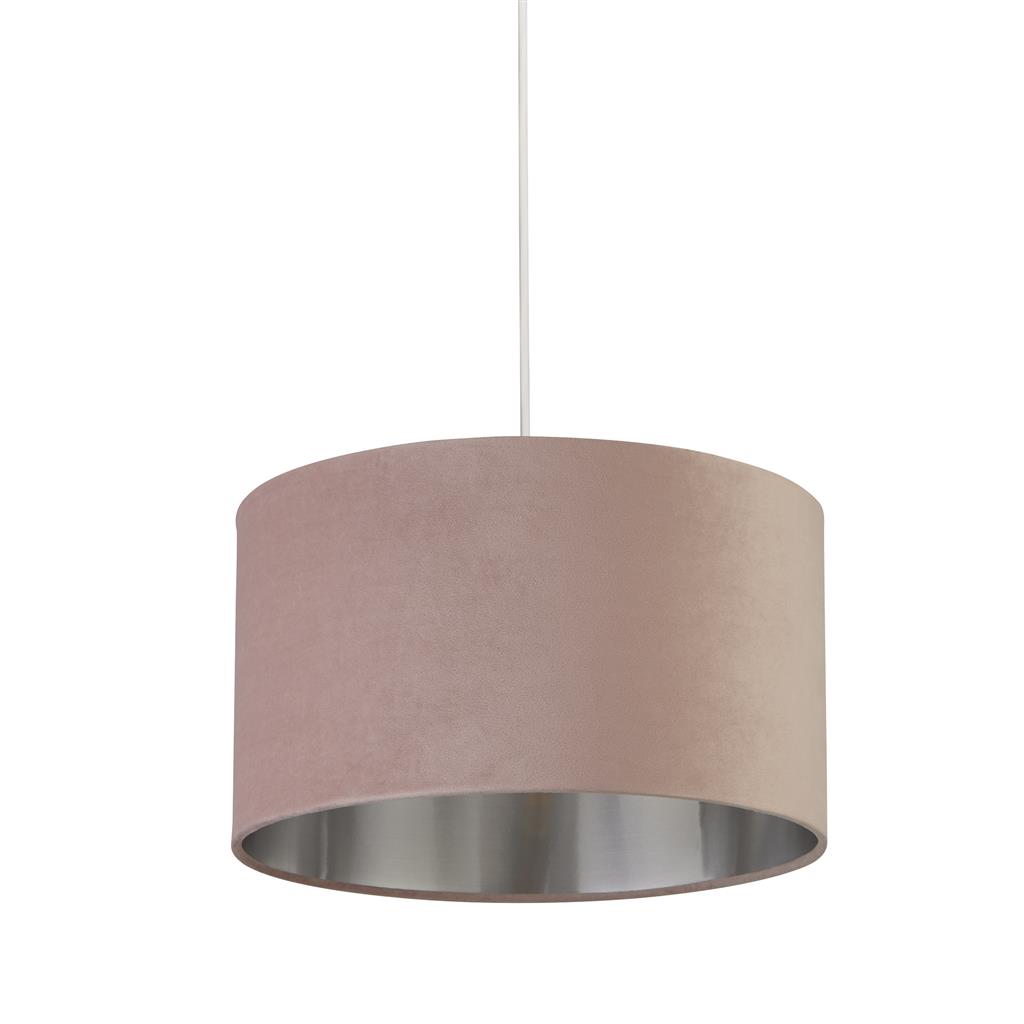 Searchlight Velvet Drum - abat-jour - Ø cm - rose et argent