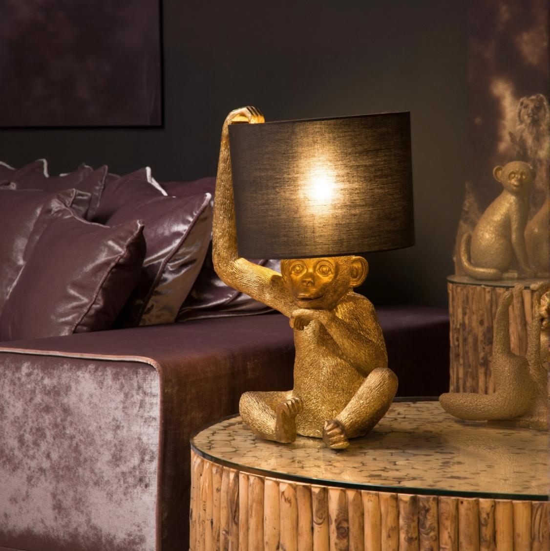 Lucide Extravaganza Chimp - lampe à poser - Ø cm - noir et or