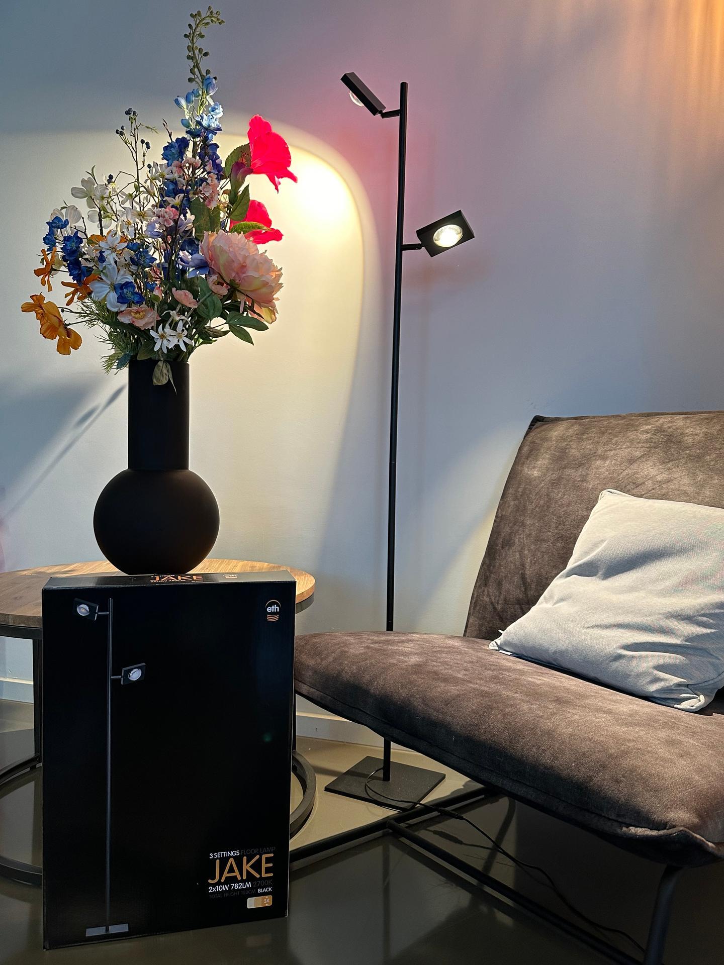 ETH Jake - lampadaire - x - 3 niveaux dimmables - LED 20W inclus - noir