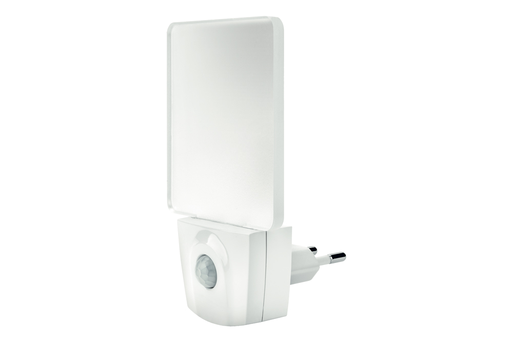 Veilleuse à led intégrée - veilleuse - 11,4 x 6,5 x 7,6 cm - avec capteur jour et nuit + détecteur de mouvement - blanc et transparent