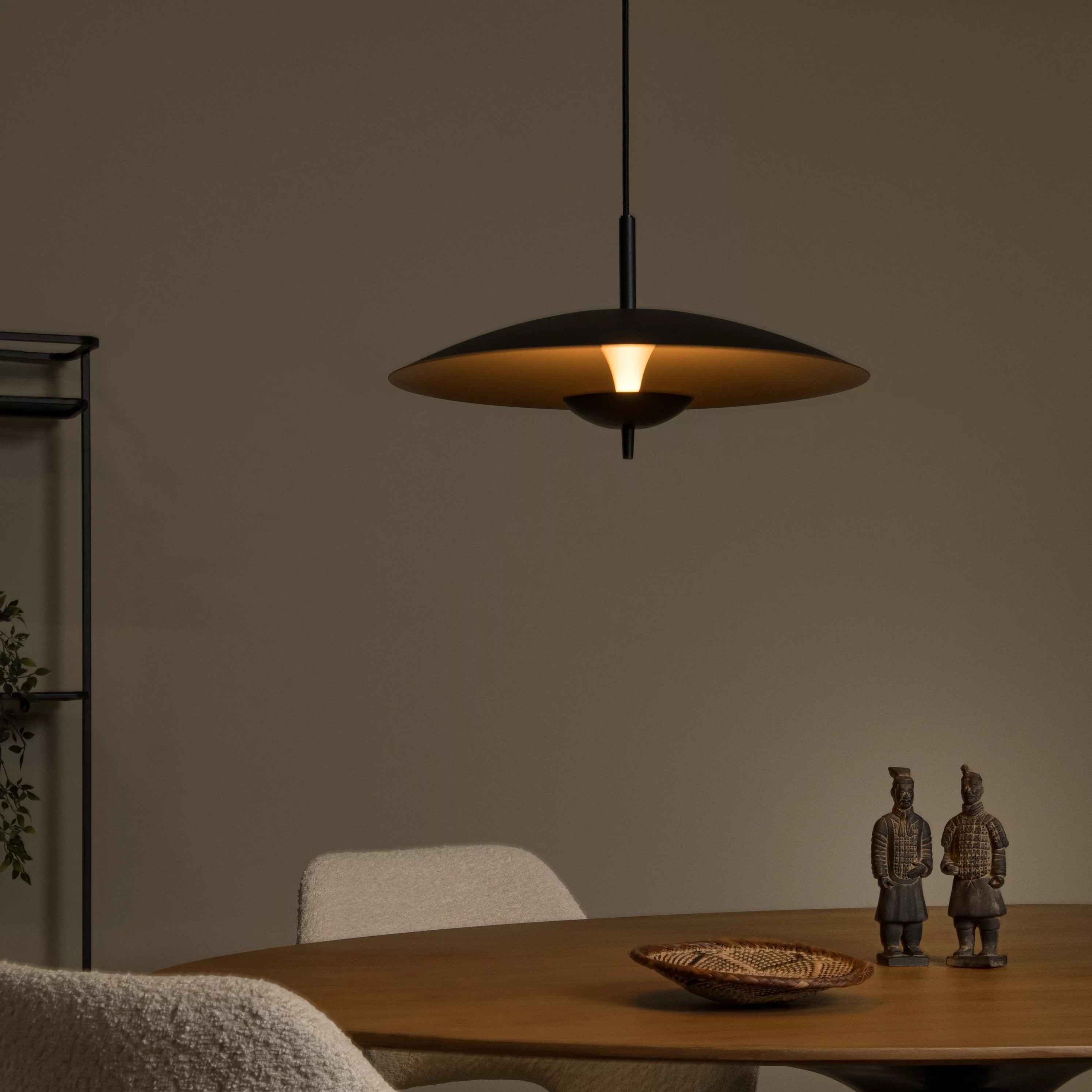 Lucide Vulcan - lampe suspendue - Ø ,4 cm - 9W dimmable LED inclus - noir et laiton