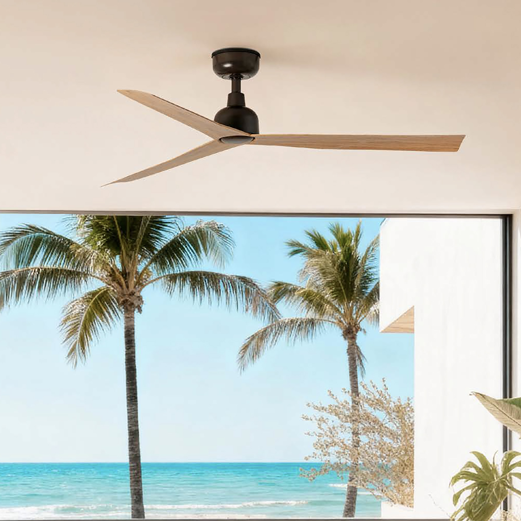 Faro Marine M - ventilateur de plafond pour extérieur - Ø - IP44 - brun et motif chêne