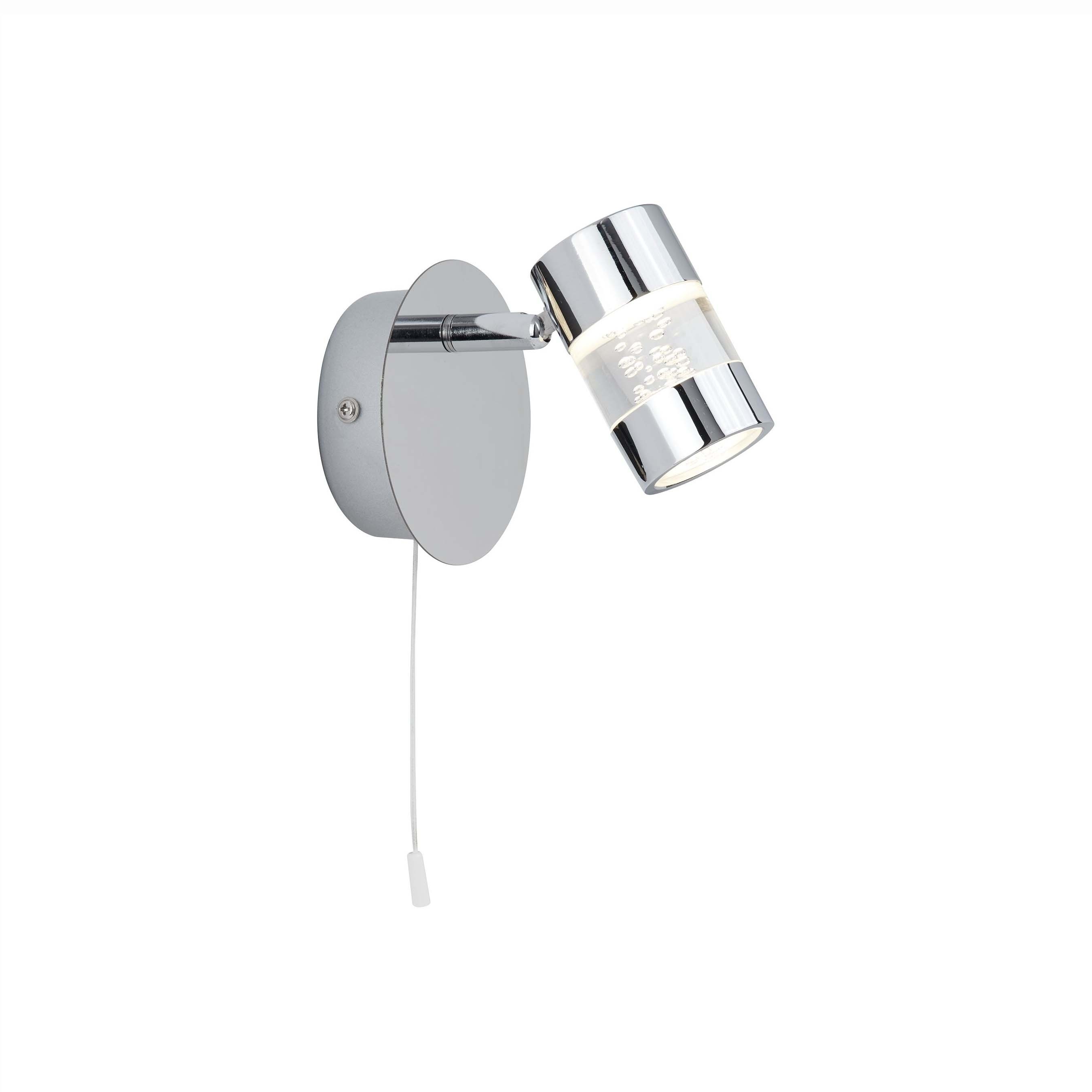 Searchlight Bubbles - applique murale avec interrupteur à tirette - ,1 cm - 4,5W LED dimmable incl - IP44 - chrome