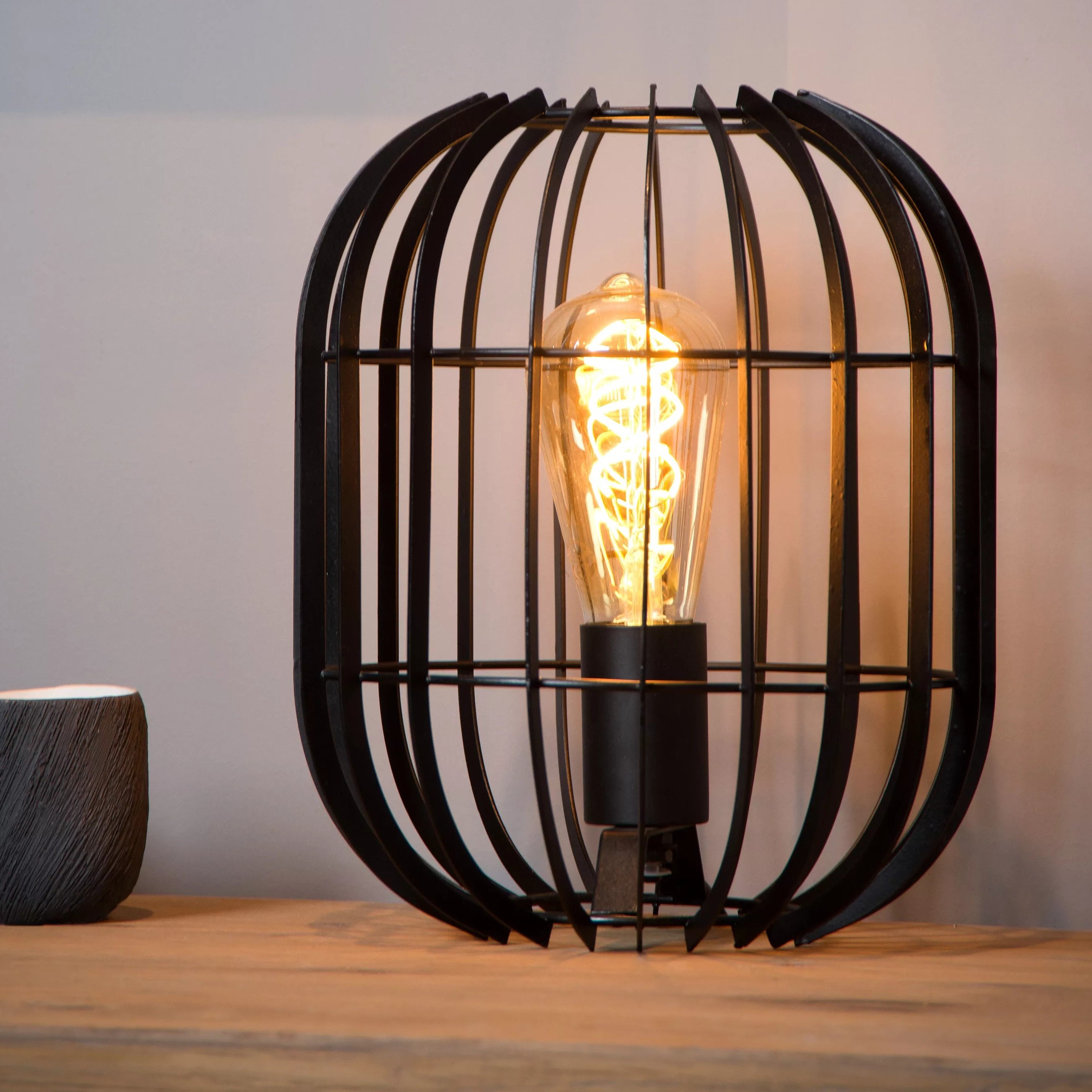 Lucide Reda - lampe à poser - Ø cm - noir