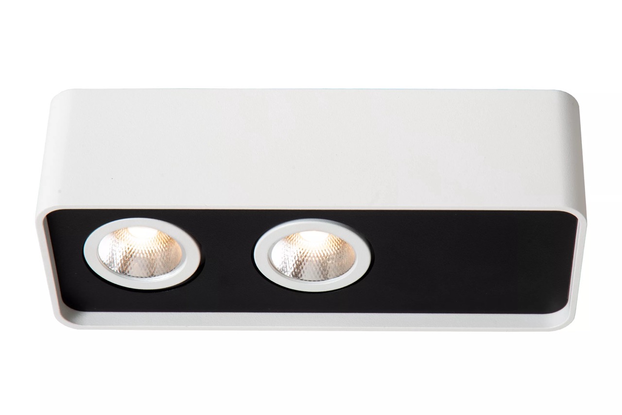 Lucide Angular - spot de plafond - x 5 cm - W LED dimmable inclus - blanc avec noir