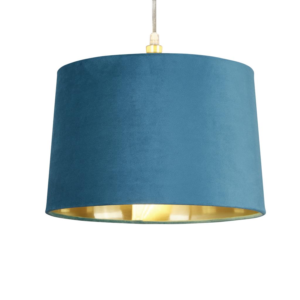 Abat-jour tambour Searchlight - Ø cm - bleu sarcelle et or brossé