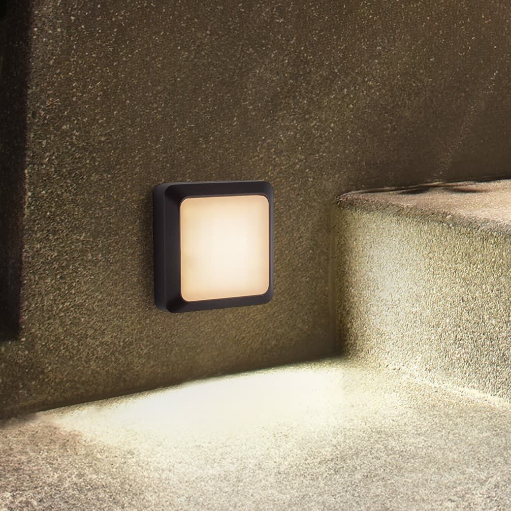 Nova Luce Appia - applique murale extérieure - 12,5 x 12,5 x 3,8 cm - 5W LED inclus - IP54 - anthracite foncé