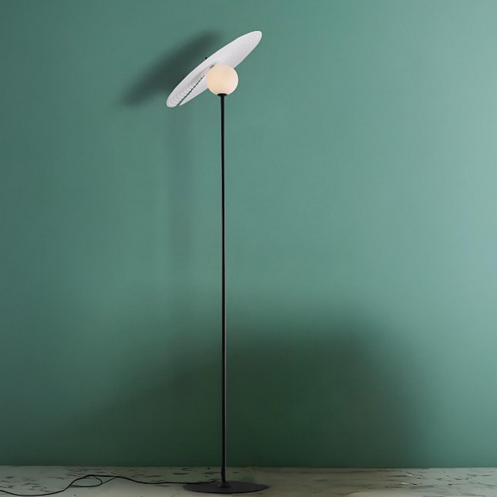 Nova Luce Reflet - lampadaire - Ø cm - noir sablé et blanc
