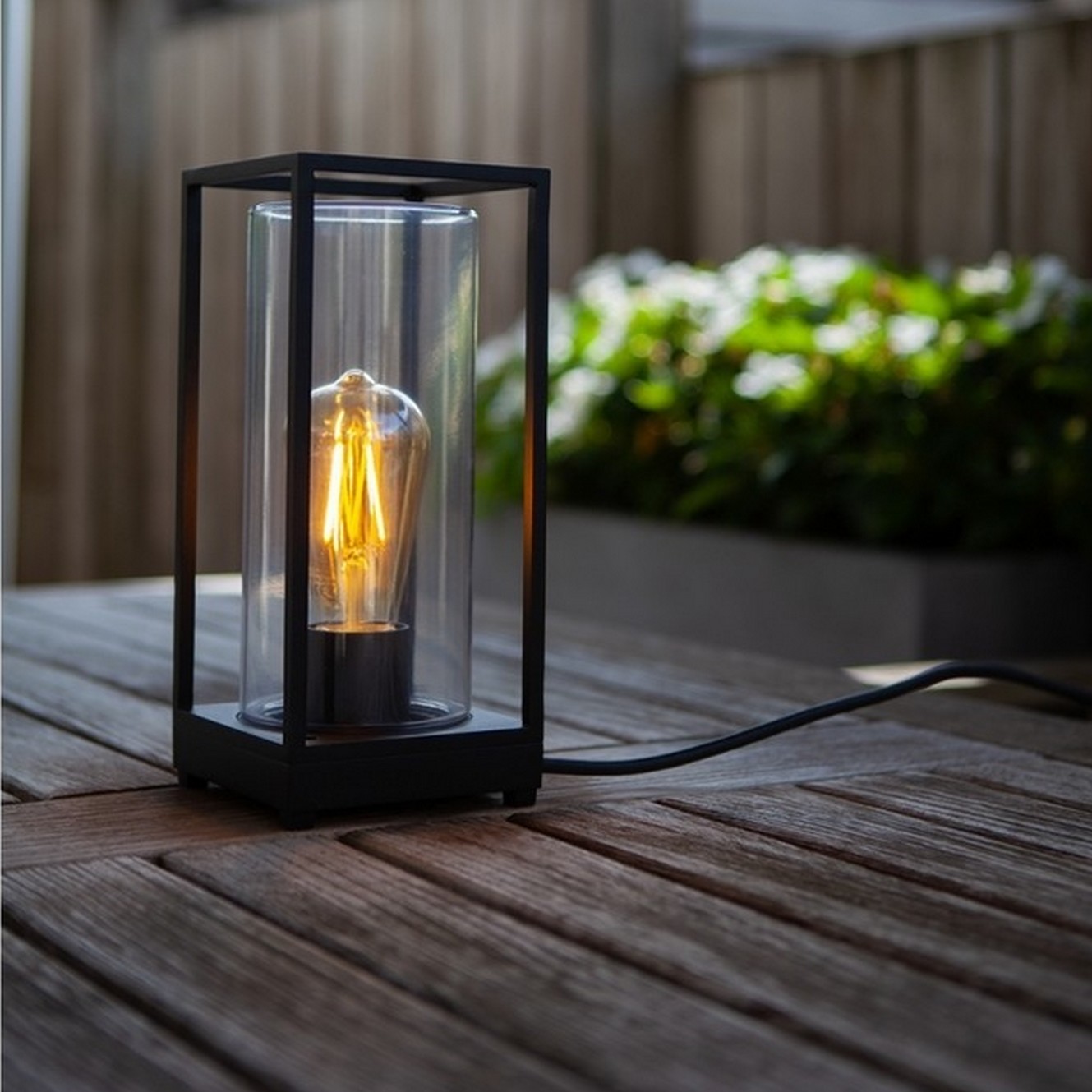 Lutec Flair - lampe de table d"extérieur - x 27,2 cm - IP44 - noir mat