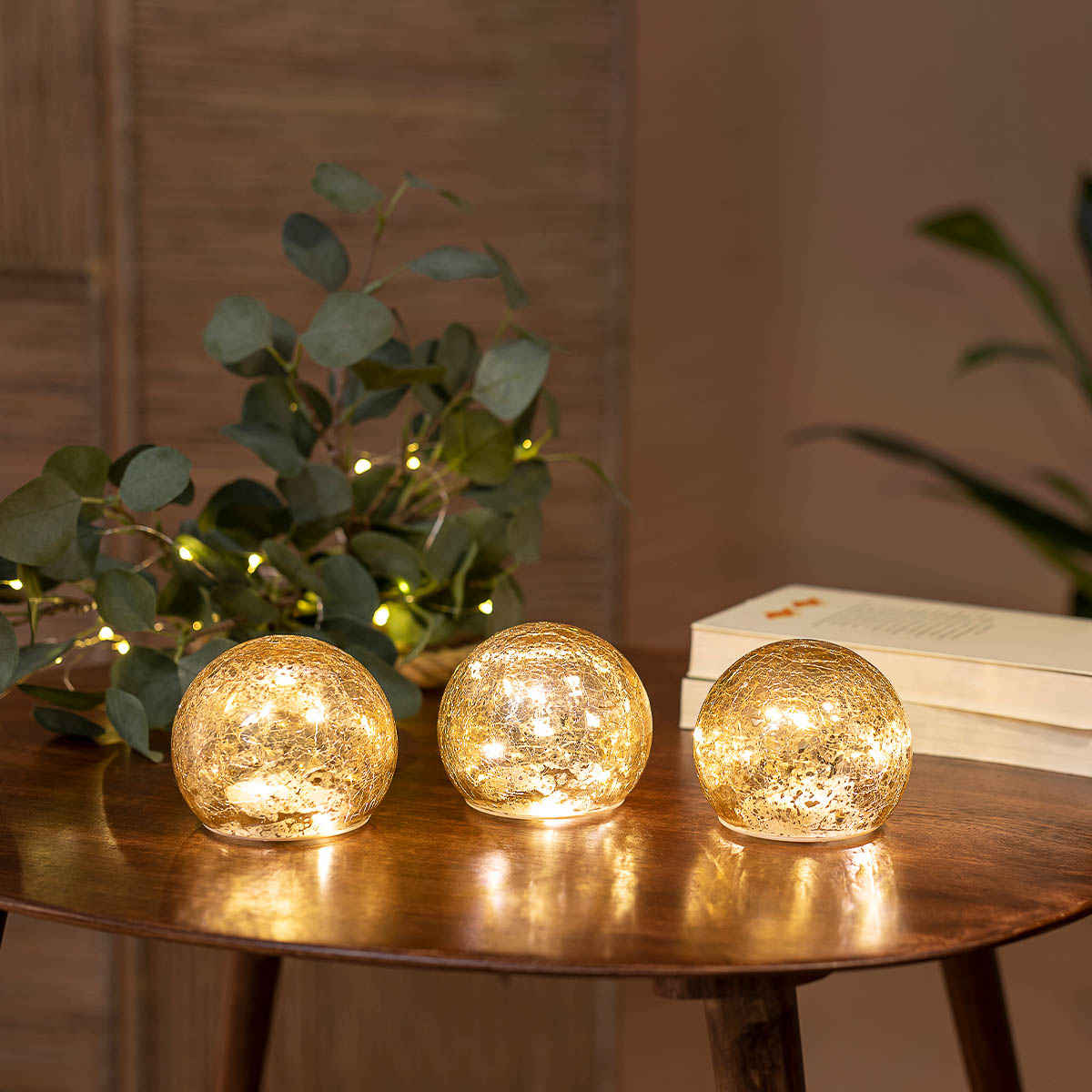 MODÈLE D’EXPOSITION - New Garden Lua - set décoratif de boules lumineuses - 3 pièces - Ø - or
