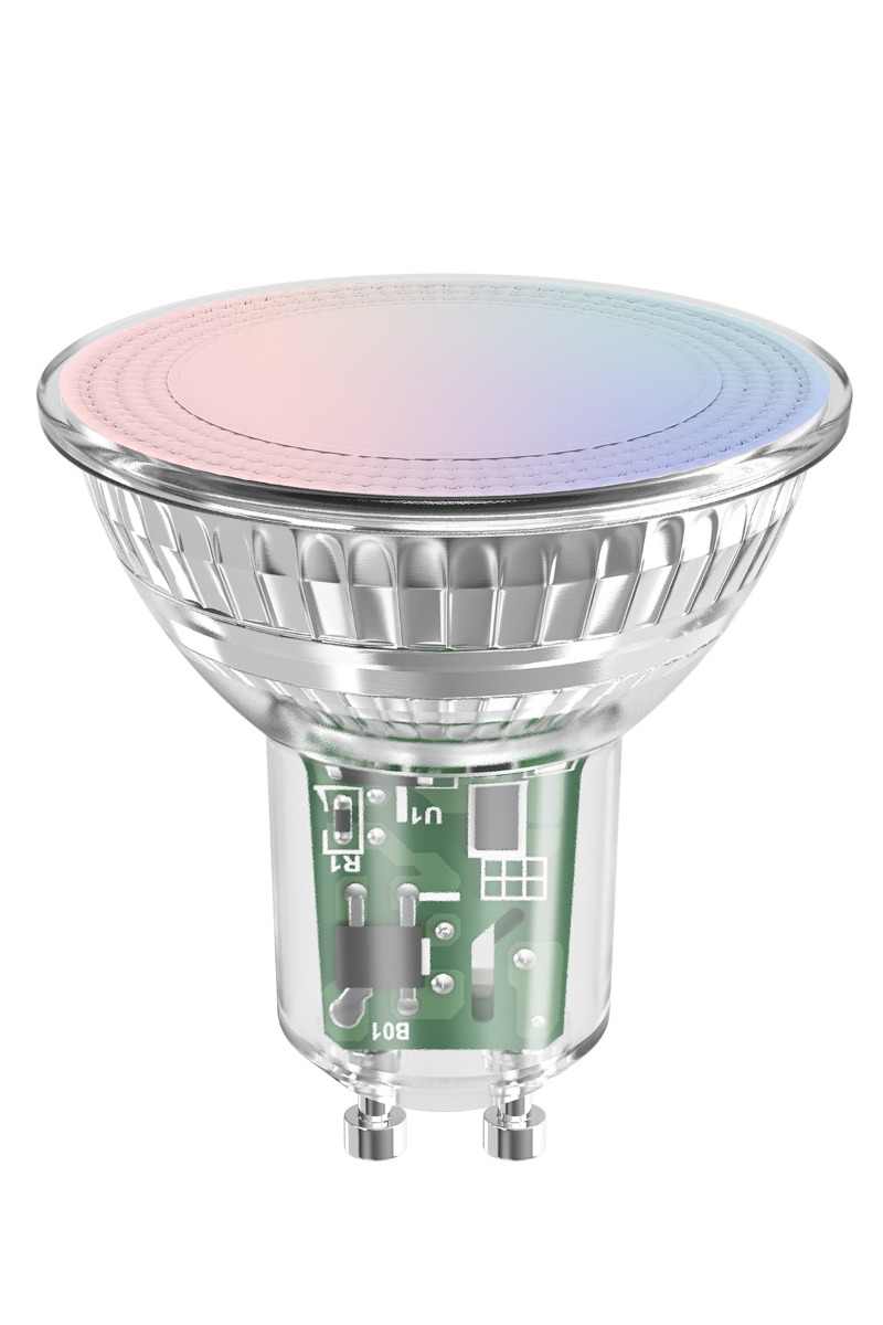 Spot LED Calex Smart Bluetooth Mesh - Ø ,8 cm - GU10 - 5W - fonction de variation et couleur de lumière réglable via application - RGB+W