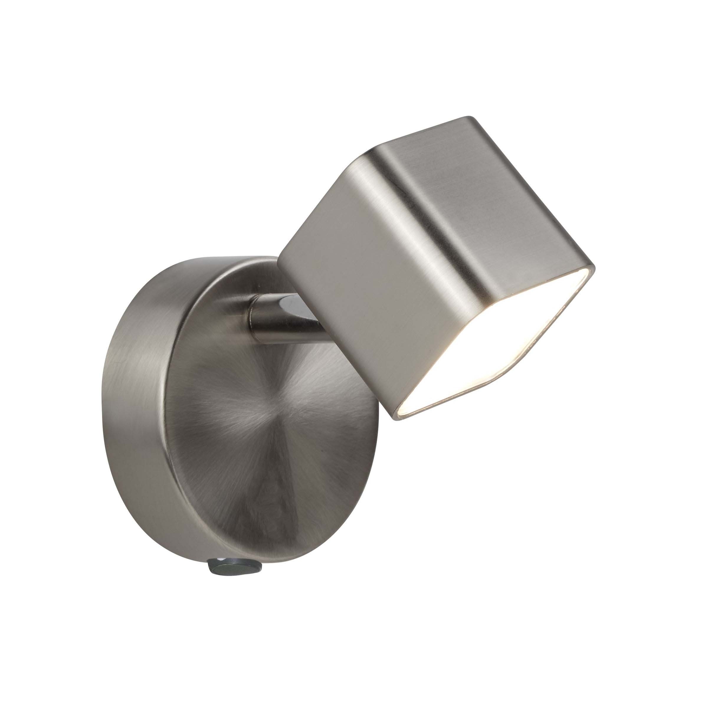 Searchlight Quad - spot mural avec interrupteur - ,5 cm - 4W LED dimmable inclus - argent satiné