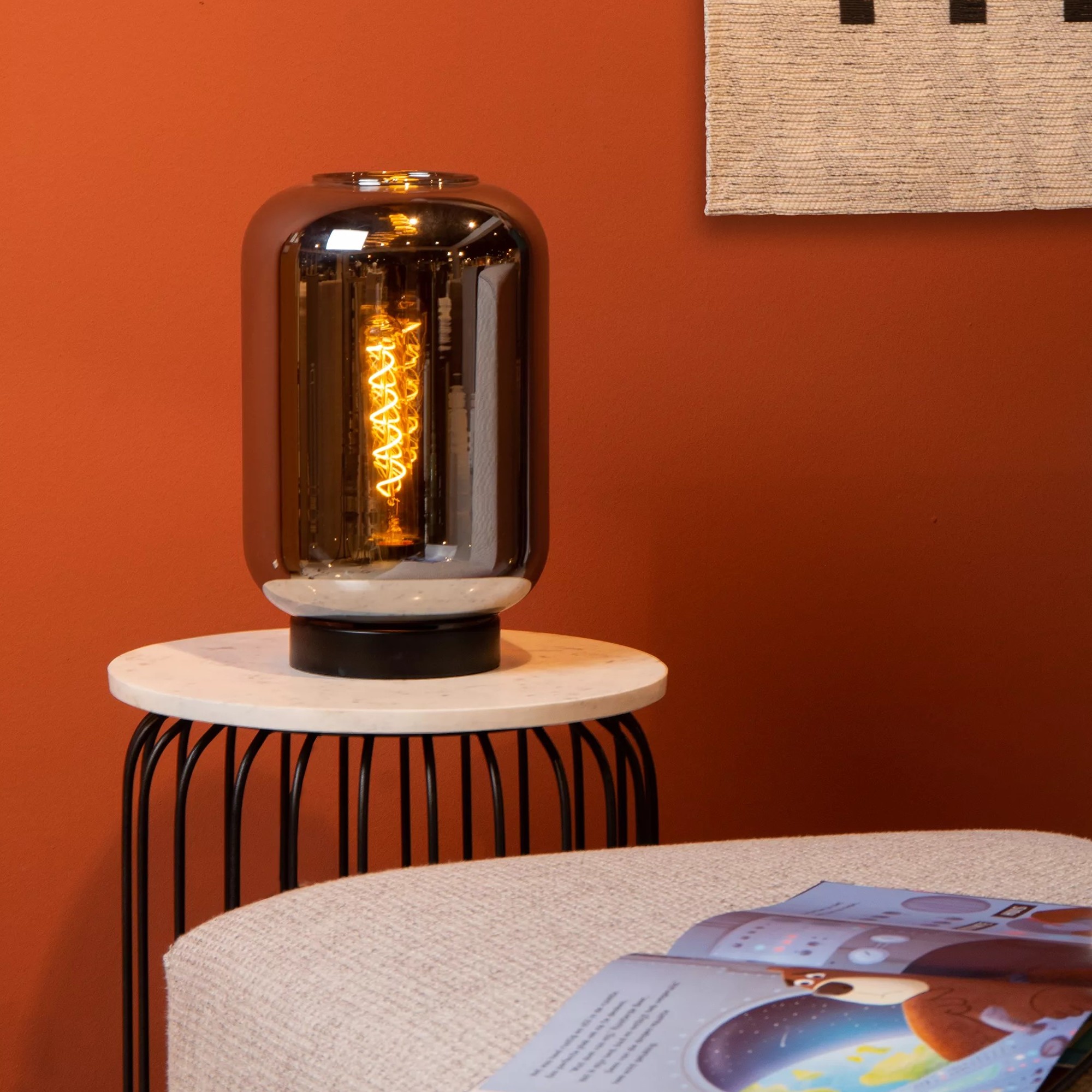 Lucide Joanet - lampe à poser - Ø cm - fumé