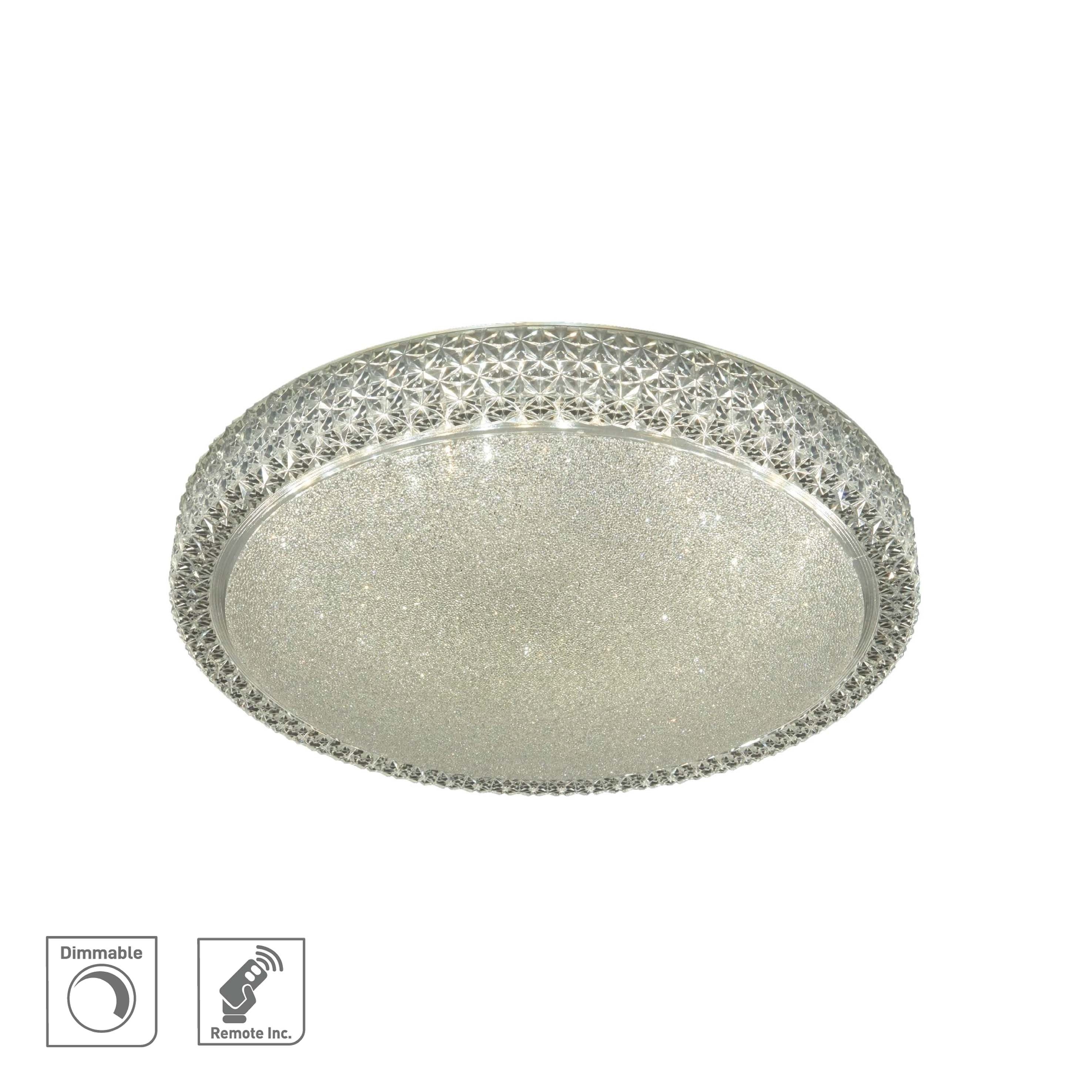 Searchlight Flush - plafonnier avec télécommande - Ø cm - 36W LED dimmable inclus avec couleur de lumière réglable - transparent