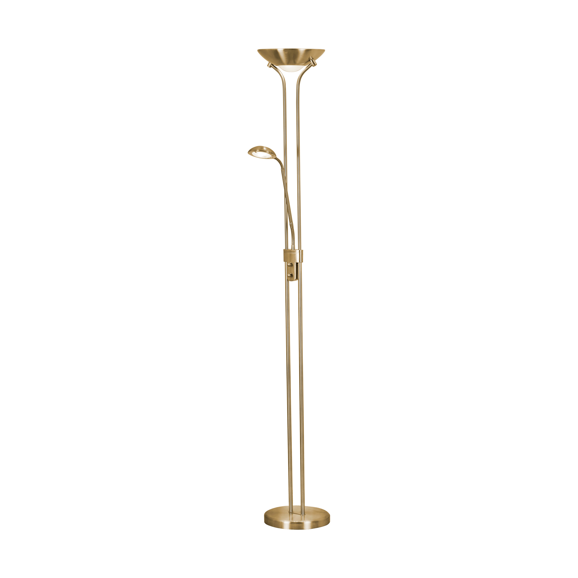 Searchlight Mother & Child - lampadaire avec liseuse - Ø25,4 x - 15,5W + 5W LED dimmable inclus - laiton satiné