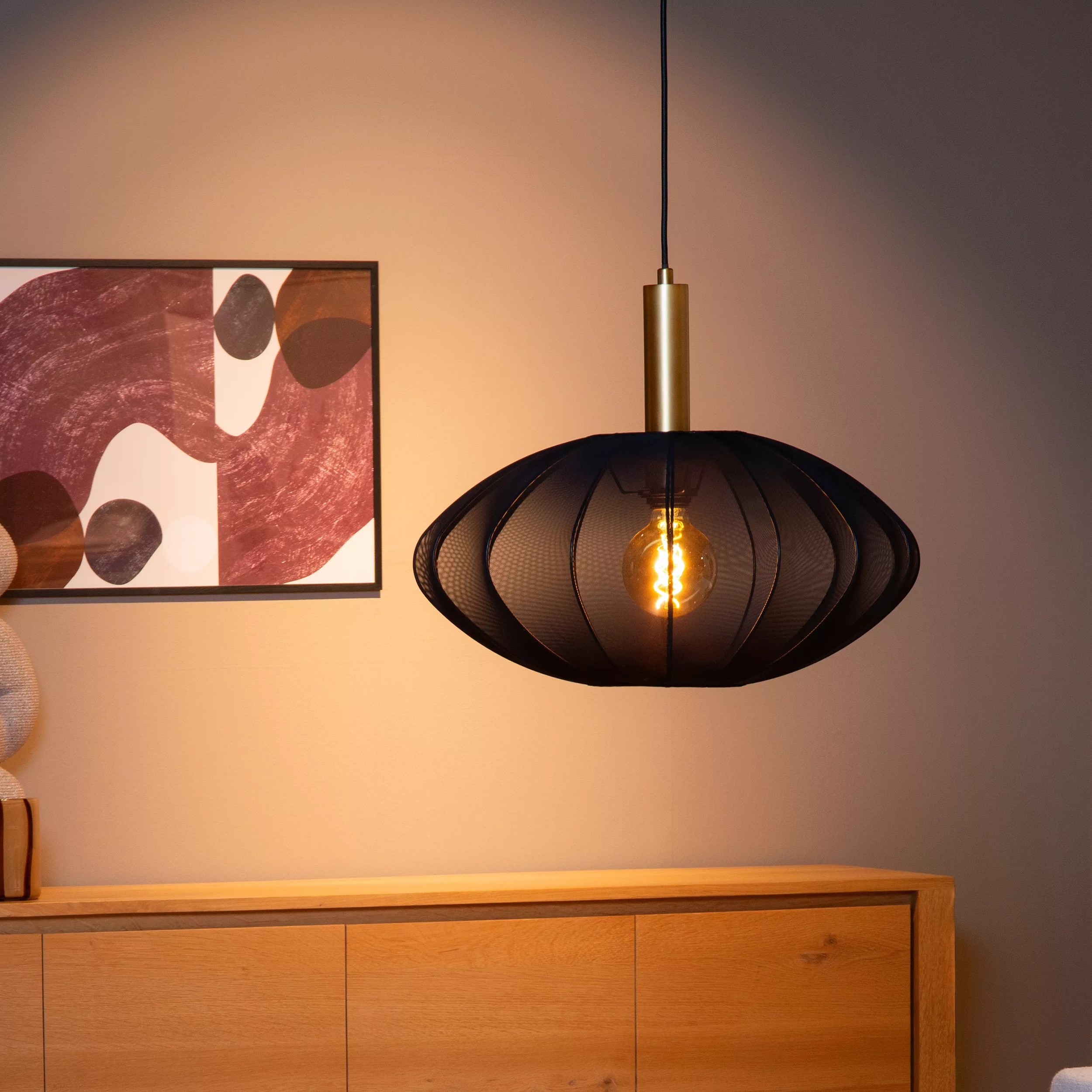 Lucide Corina - lampe suspendue - Ø cm - noir et laiton