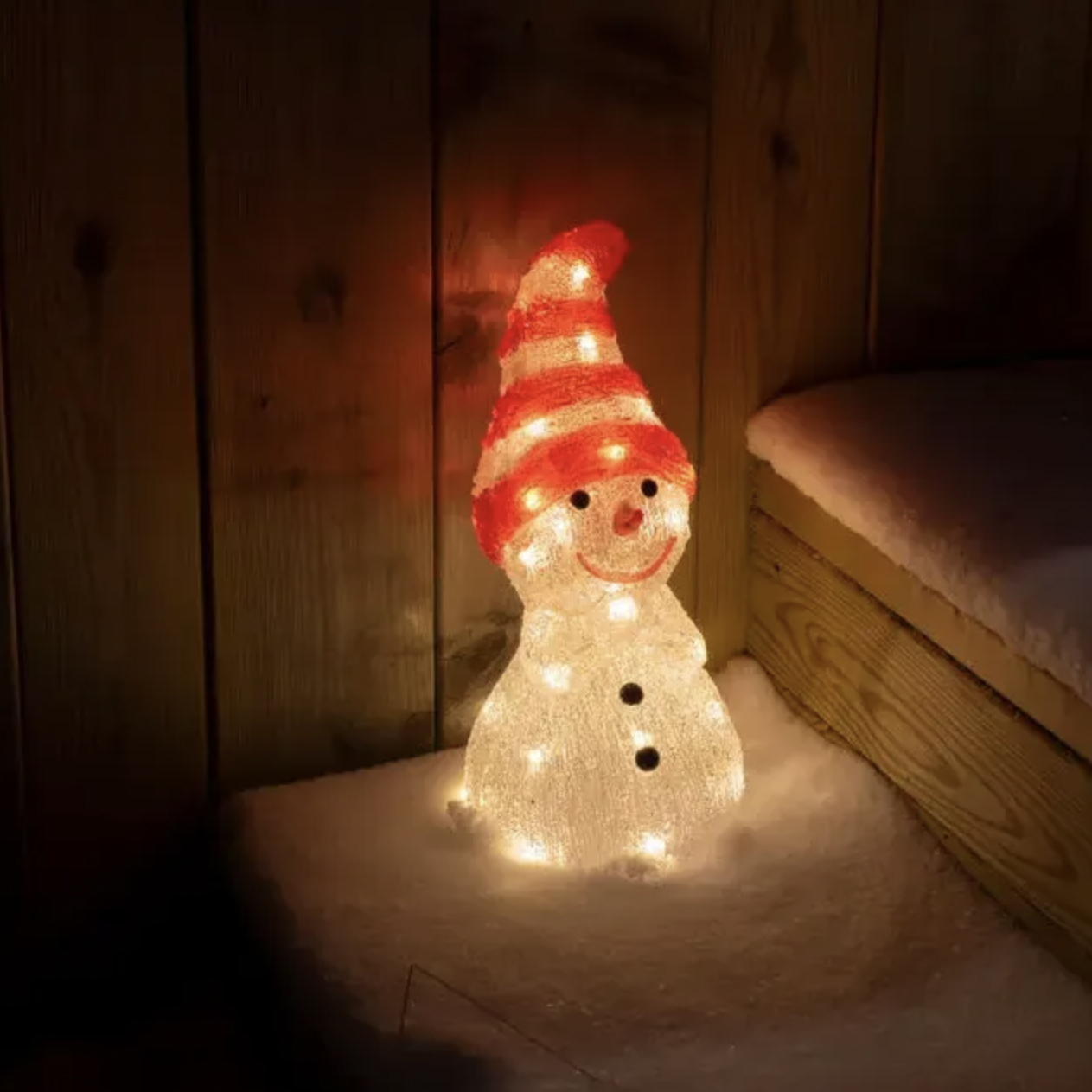 Konstsmide Lumières de Noël - bonhomme de neige avec chapeau - 14,5 x 16,5 x - IP44 - rouge et blanc