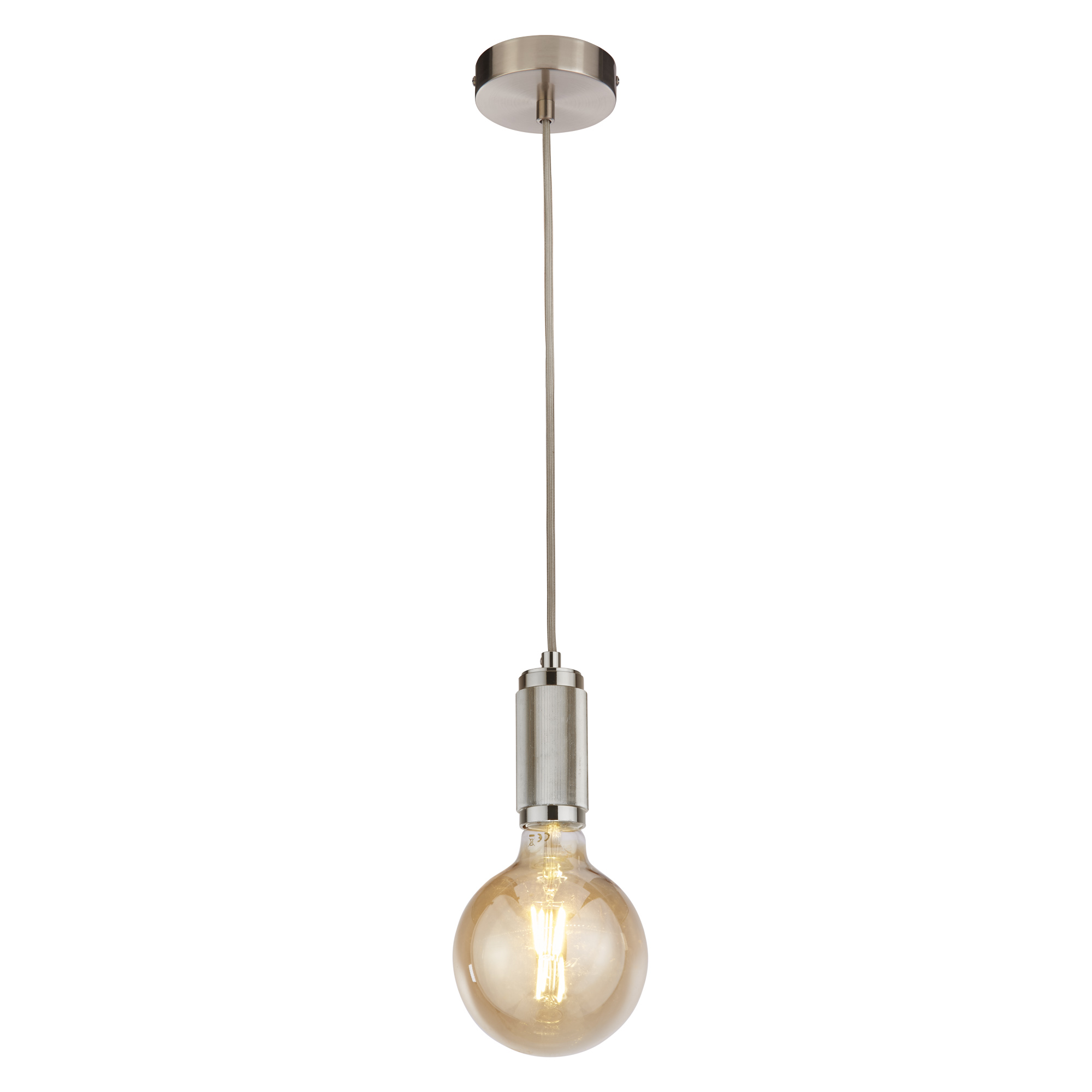 Searchlight - lampe suspendue - Ø cm - argent satiné et noir