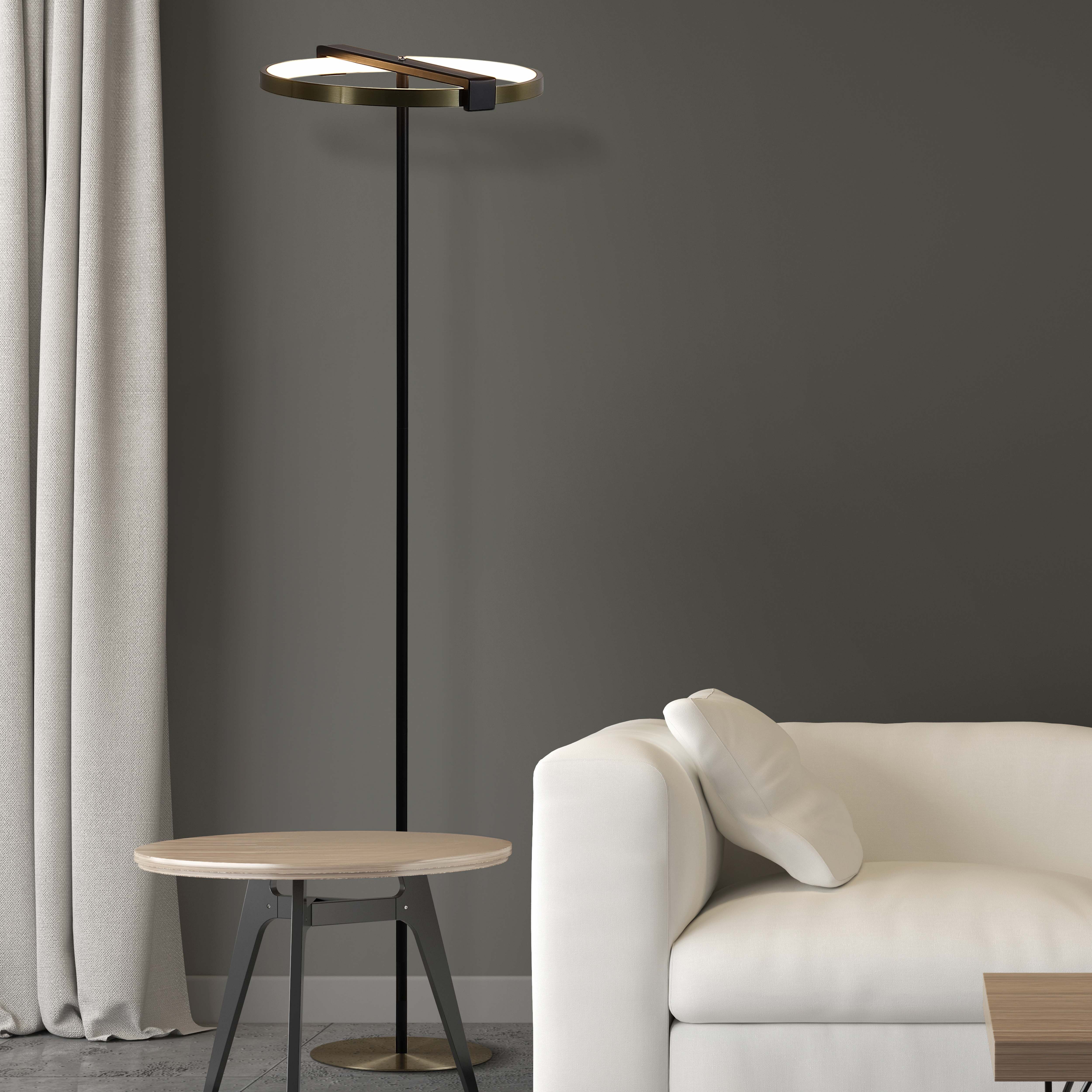 Searchlight Aerial - lampadaire - cm - 3 niveaux de gradation - 23W LED inclus - noir et or