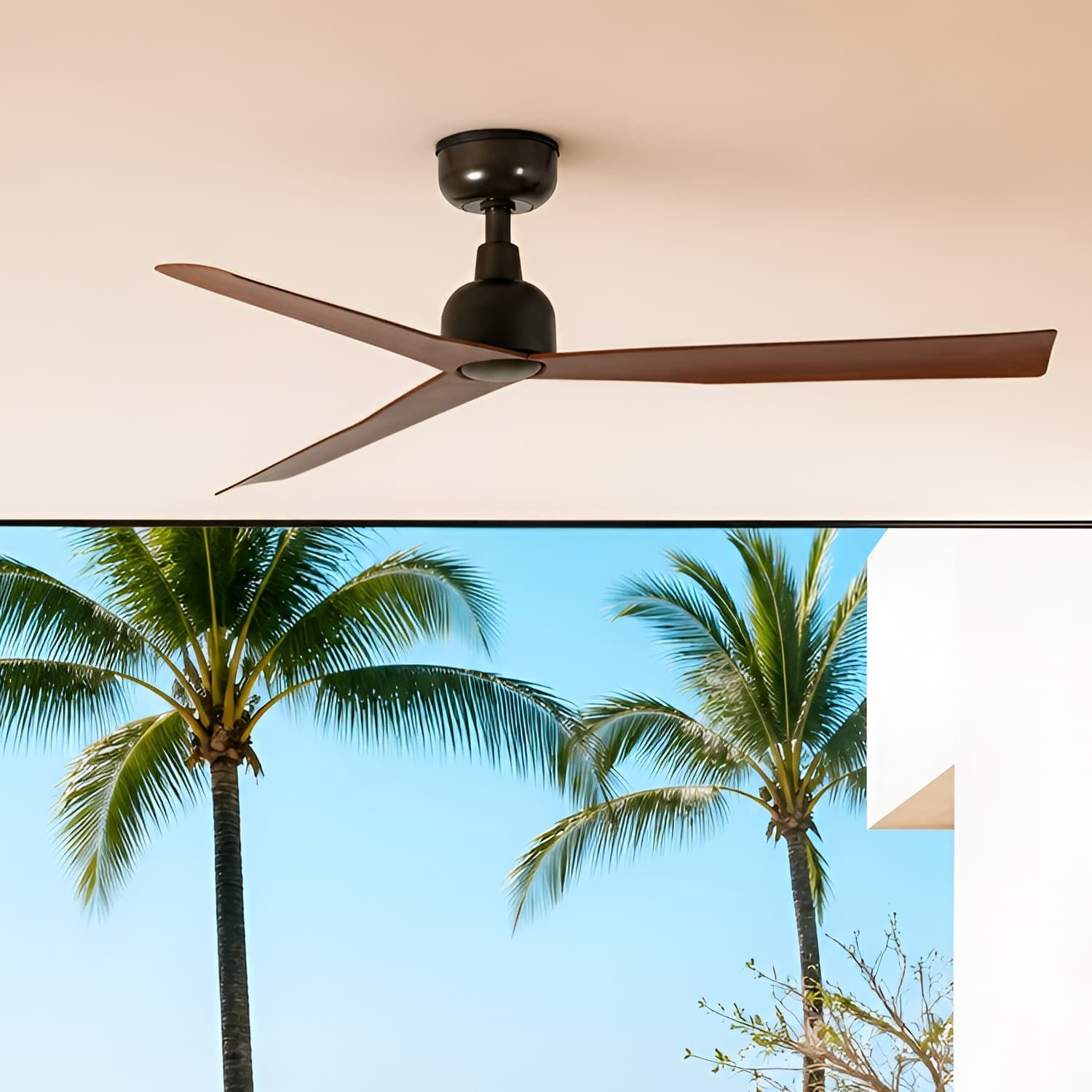 Faro Marine M - ventilateur de plafond pour extérieur - Ø - IP44 - marron foncé et noyer foncé