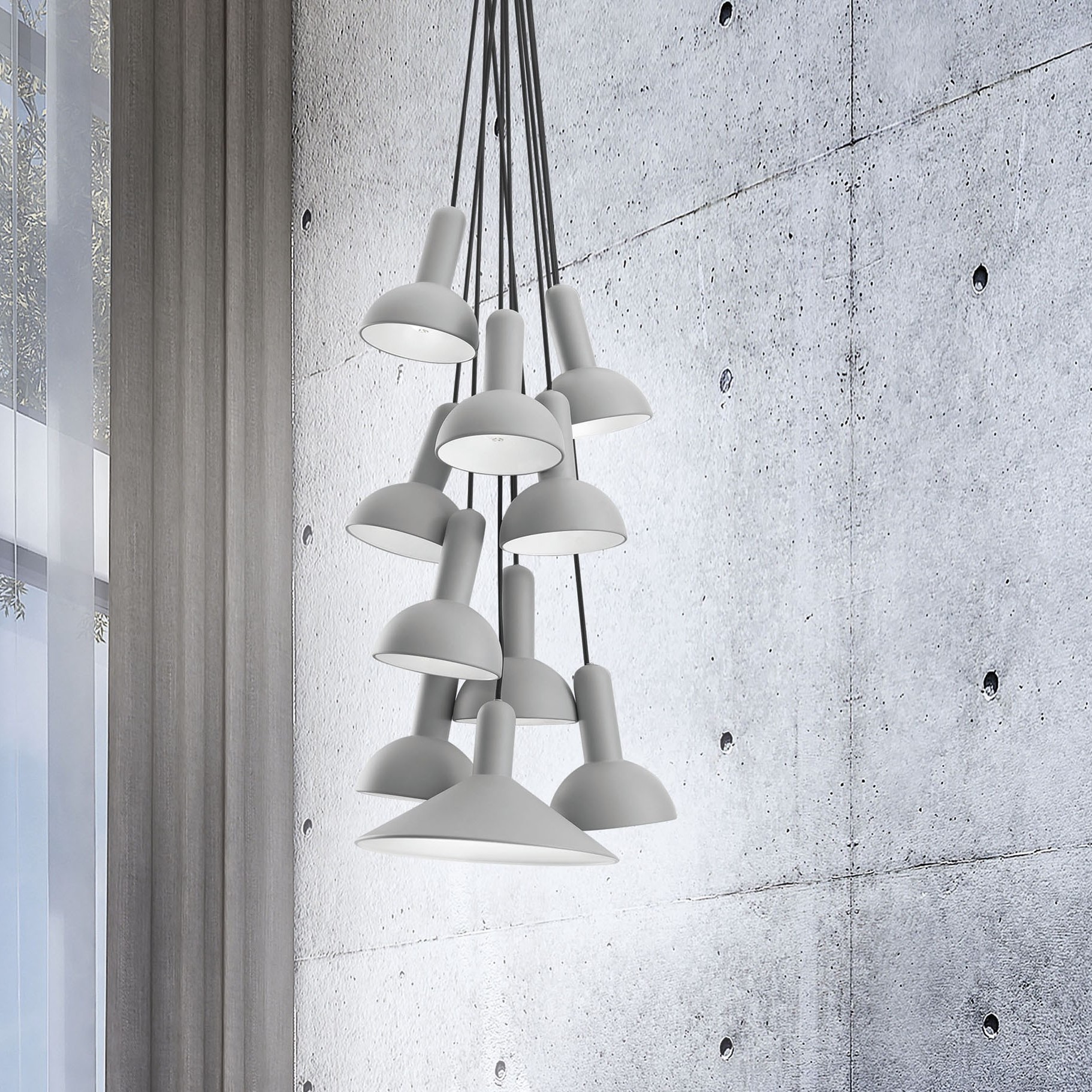 MODÈLE D’EXPOSITION - Nova Luce Ferrara - lampe suspendue - Ø cm - gris clair