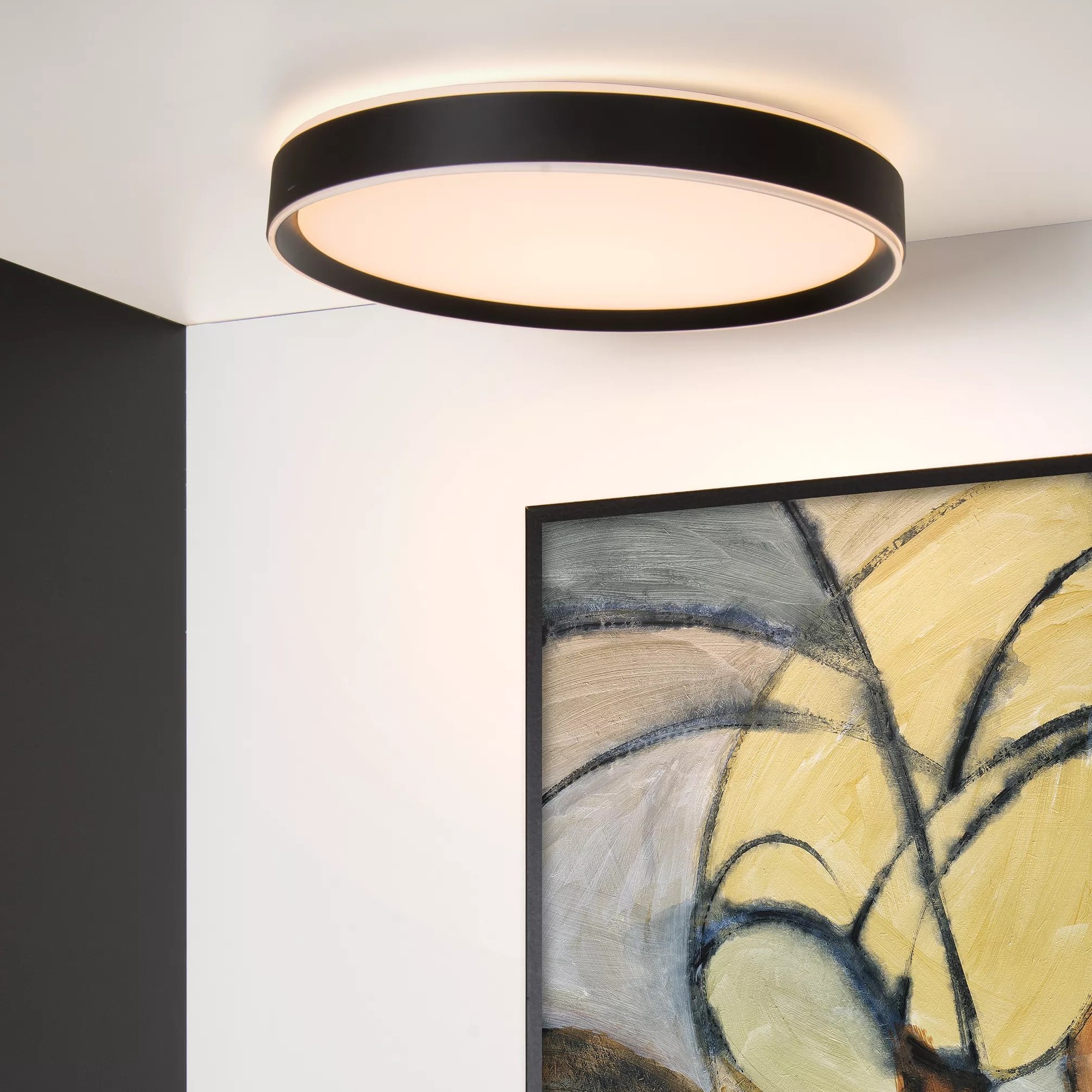Lucide Nuria - plafonnier - Ø ,5 cm - 36W LED inclus - 3 niveaux de gradation - noir