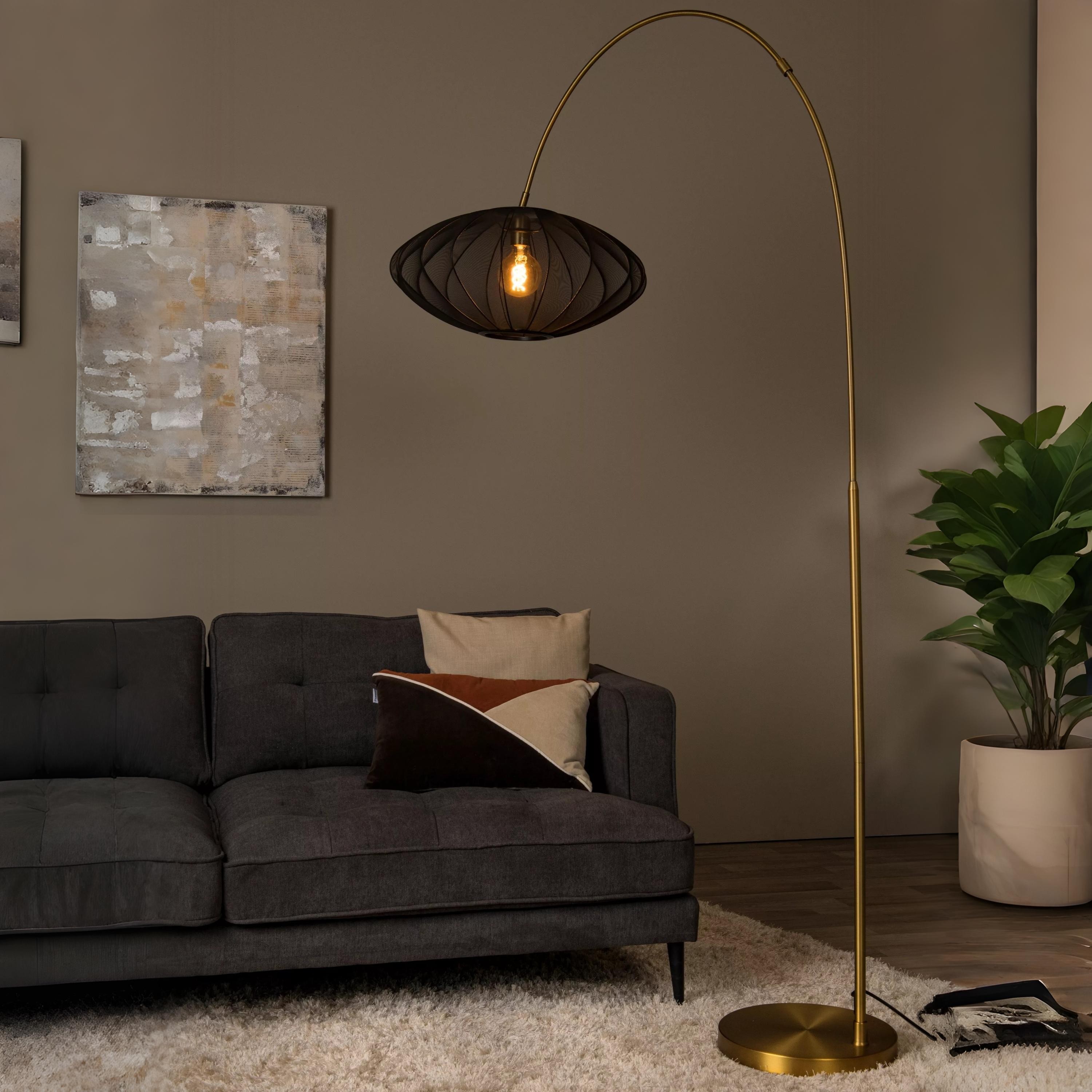 Lucide Corina - lampadaire - x - noir et laiton
