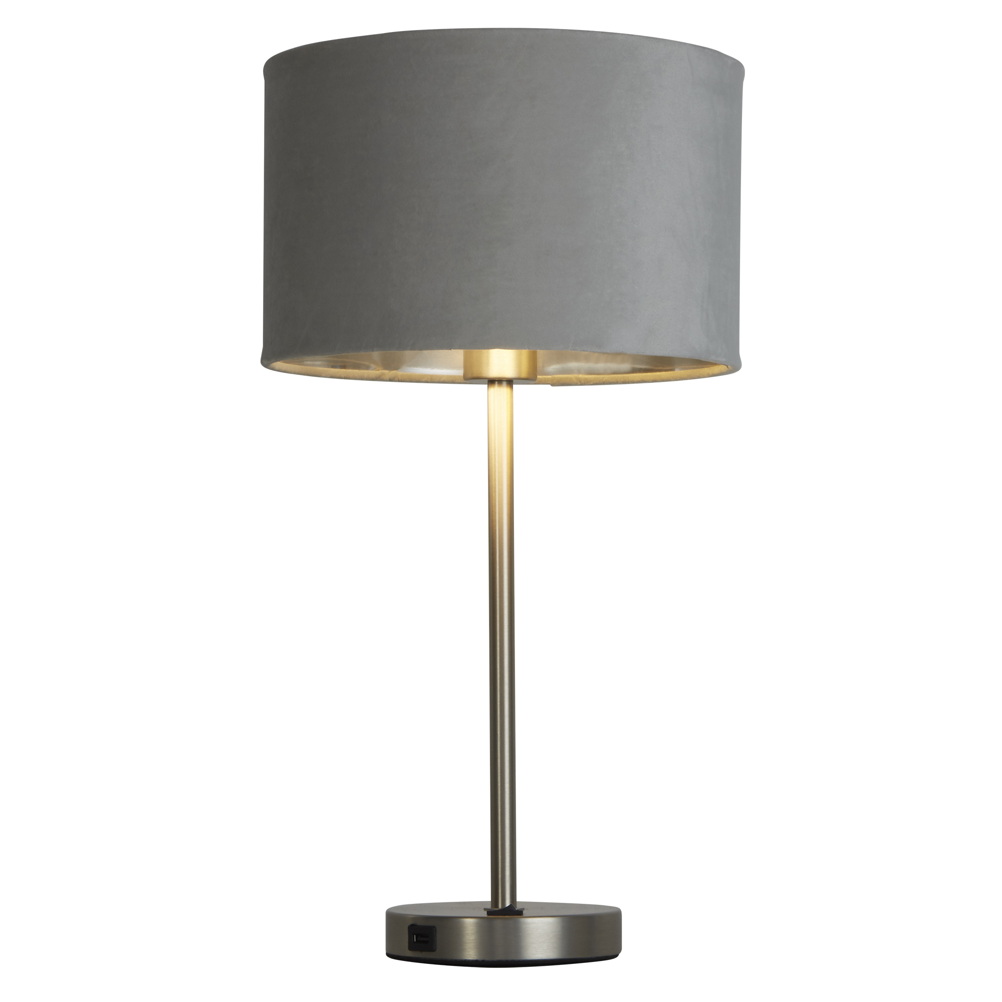 Searchlight Finn - lampe de table - rechargeable par câble USB - Ø cm - nickel satiné, argent et gris