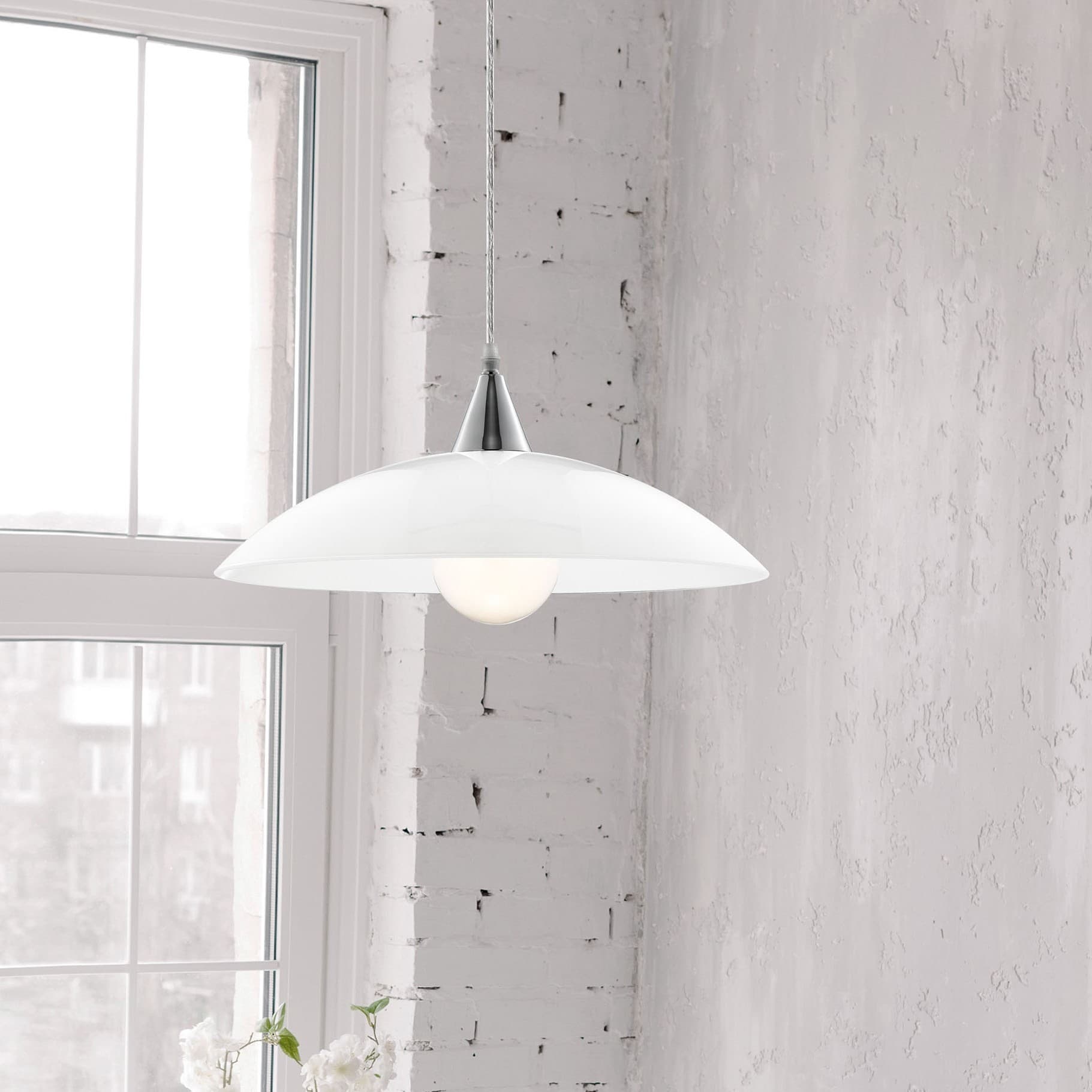Nova Luce Vicino - lampe suspendue - Ø cm - blanc et chrome