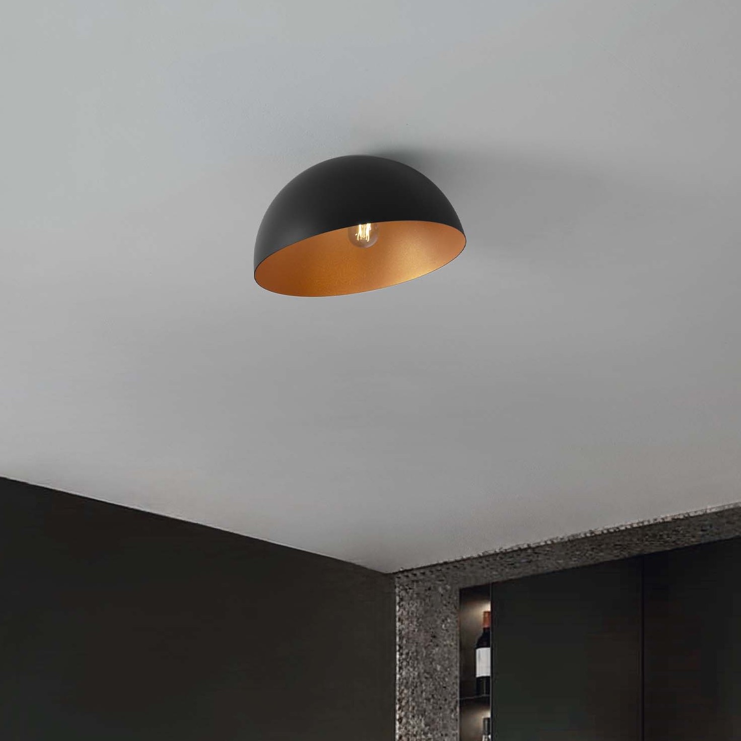 Nova Luce Onia - plafonnier - Ø cm - noir sablé et or