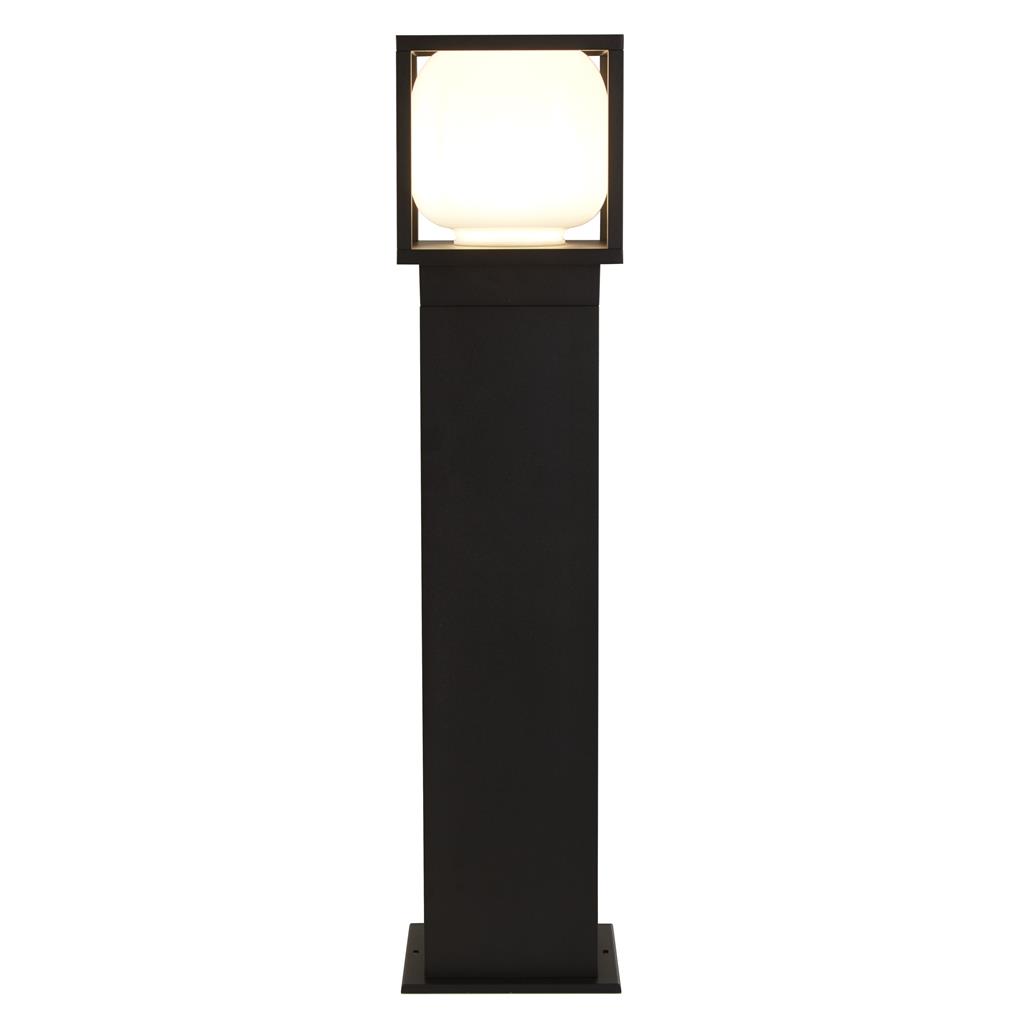 Searchlight Athens - mât de jardin - x - 9 W LED inclus - IP54 - noir et opale