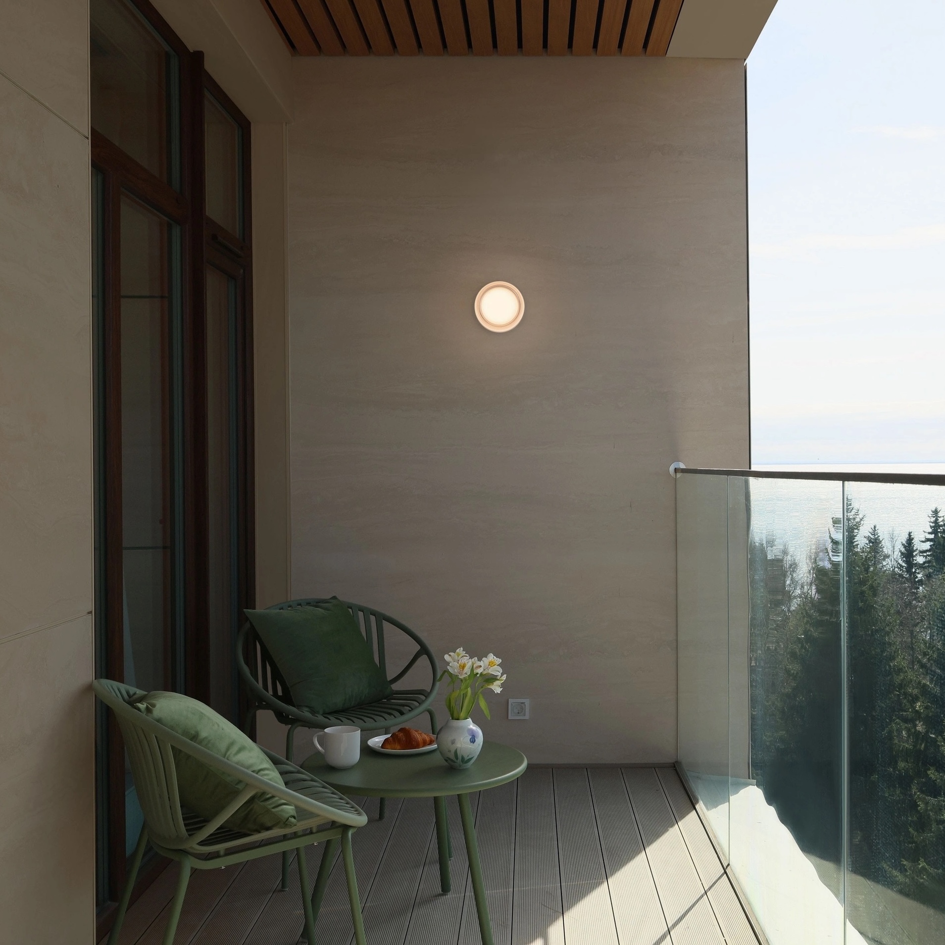 Nova Luce Pollux - applique murale d'extérieur - Ø 13,4 x 8,6 cm - LED 8W dimmable incluse - IP65 - blanc sable