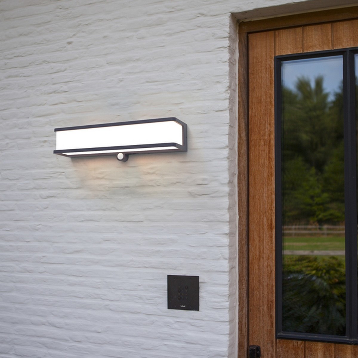 Lutec Doblo - Applique solaire extérieure avec détecteur de mouvement - 9,1 x cm - 16,5W LED inclus - IP44 - gris foncé