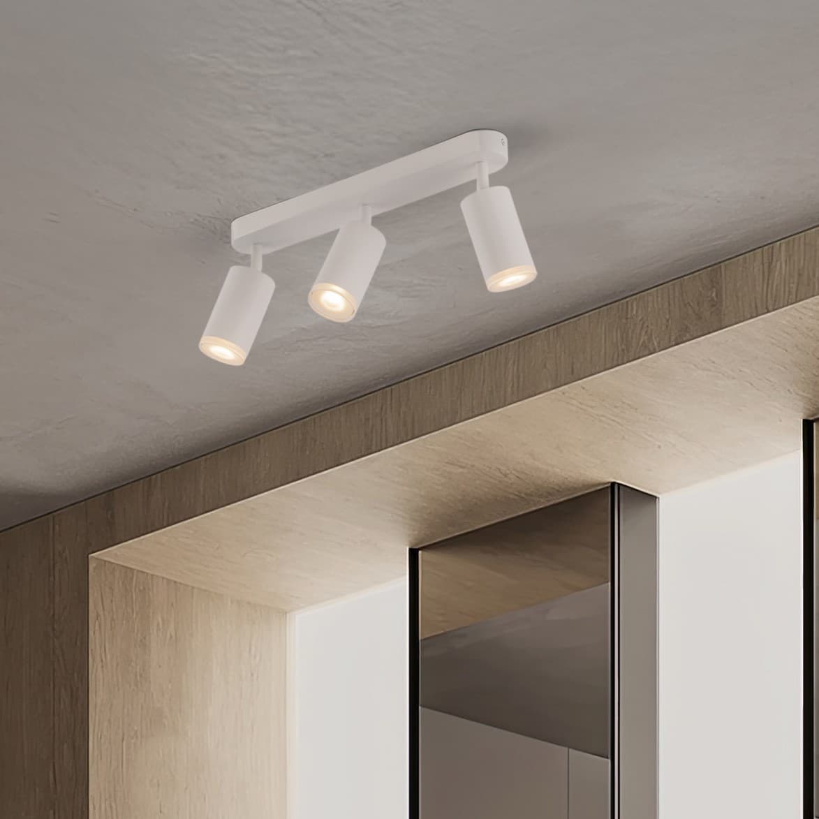 Nova Luce Mao - spot en saillie 3L - 5,5 x 16,5 x - IP44 - blanc sable