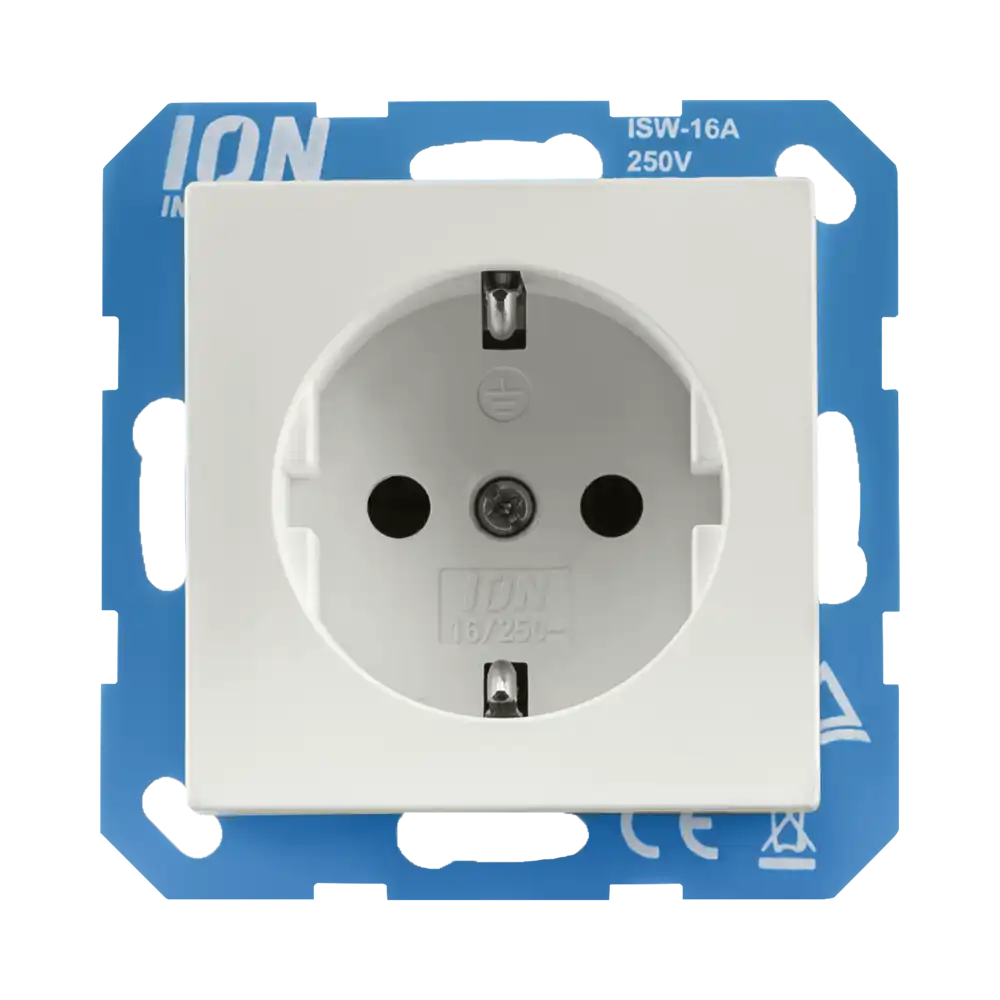 Ion Industries V1/J1 - Prise 2 côtés avec protection tactile (version néerlandaise) - blanc mat