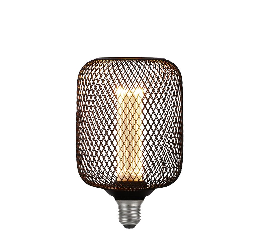 Searchlight Globe à effet grillagé - Ø ,5 cm - E27 - 4,5W dimmable - 2700K - noir