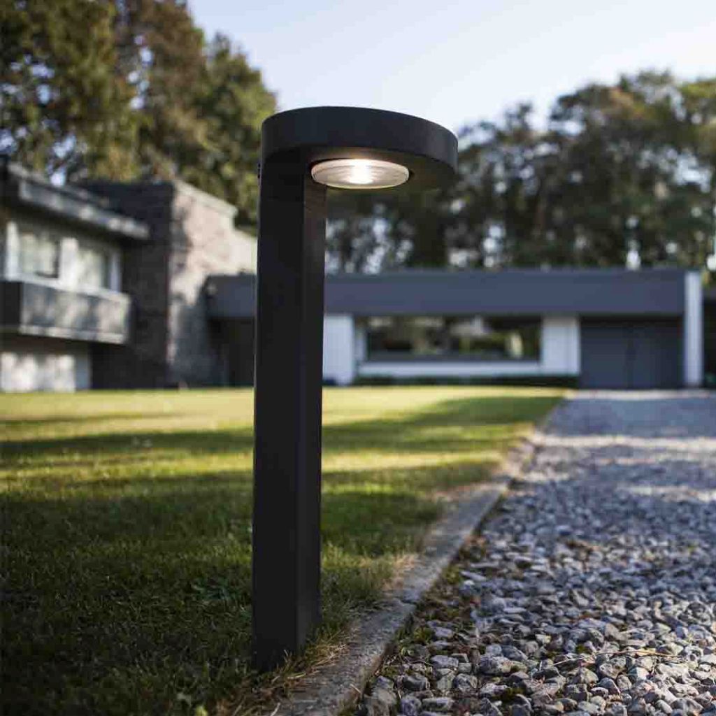 Lutec Diso - poteau de jardin solaire avec capteur - x - 2W LED inclus - IP44 - gris foncé