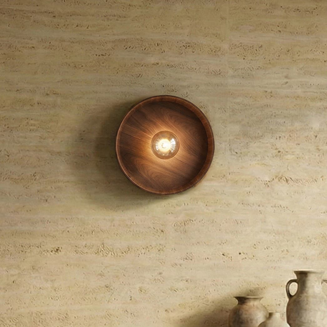 VK Lighting Halo - applique murale - Ø x 8 cm - noyer