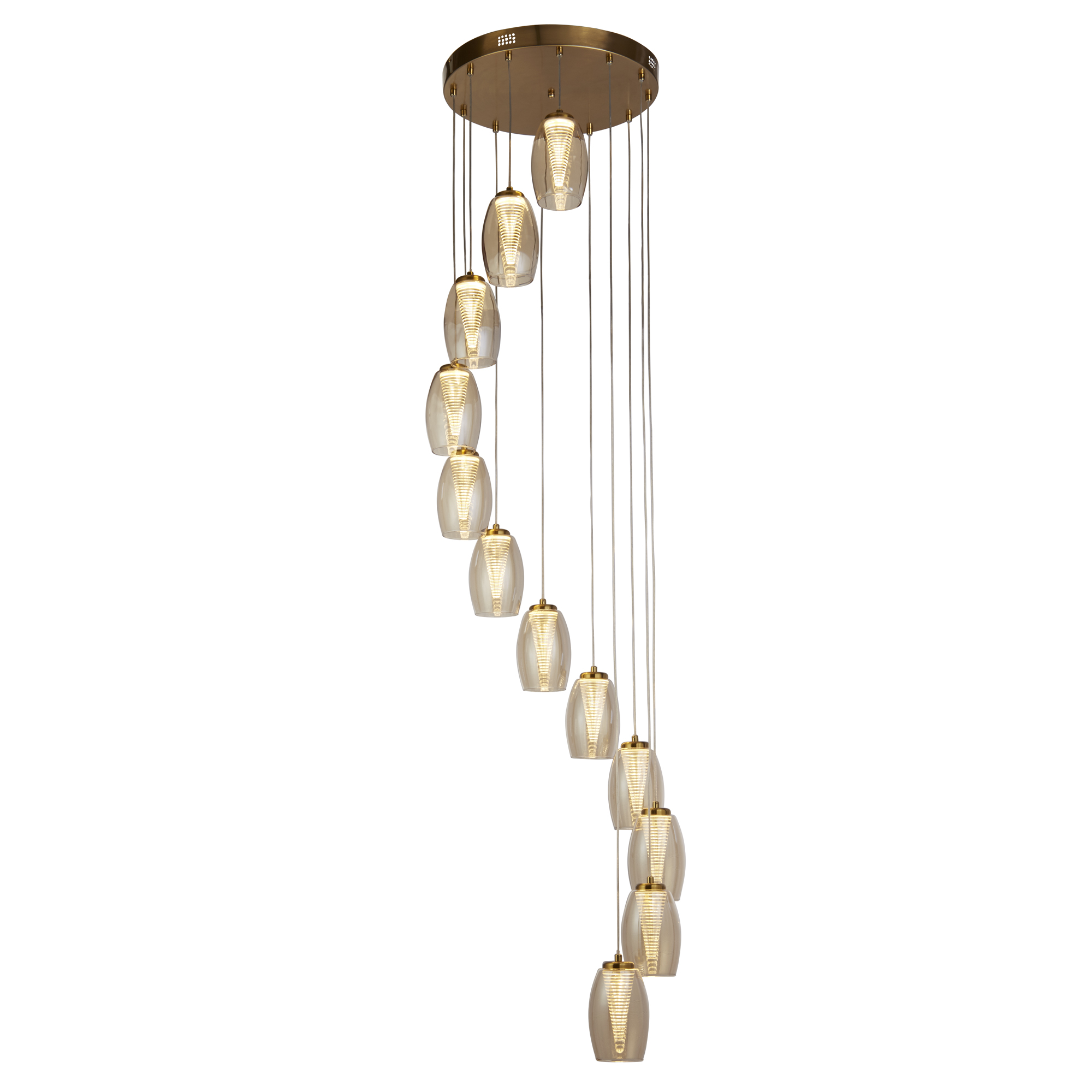 Searchlight Cyclone - lampe suspendue - Ø cm - 64W LED dimmable inclus - bronze et champagne