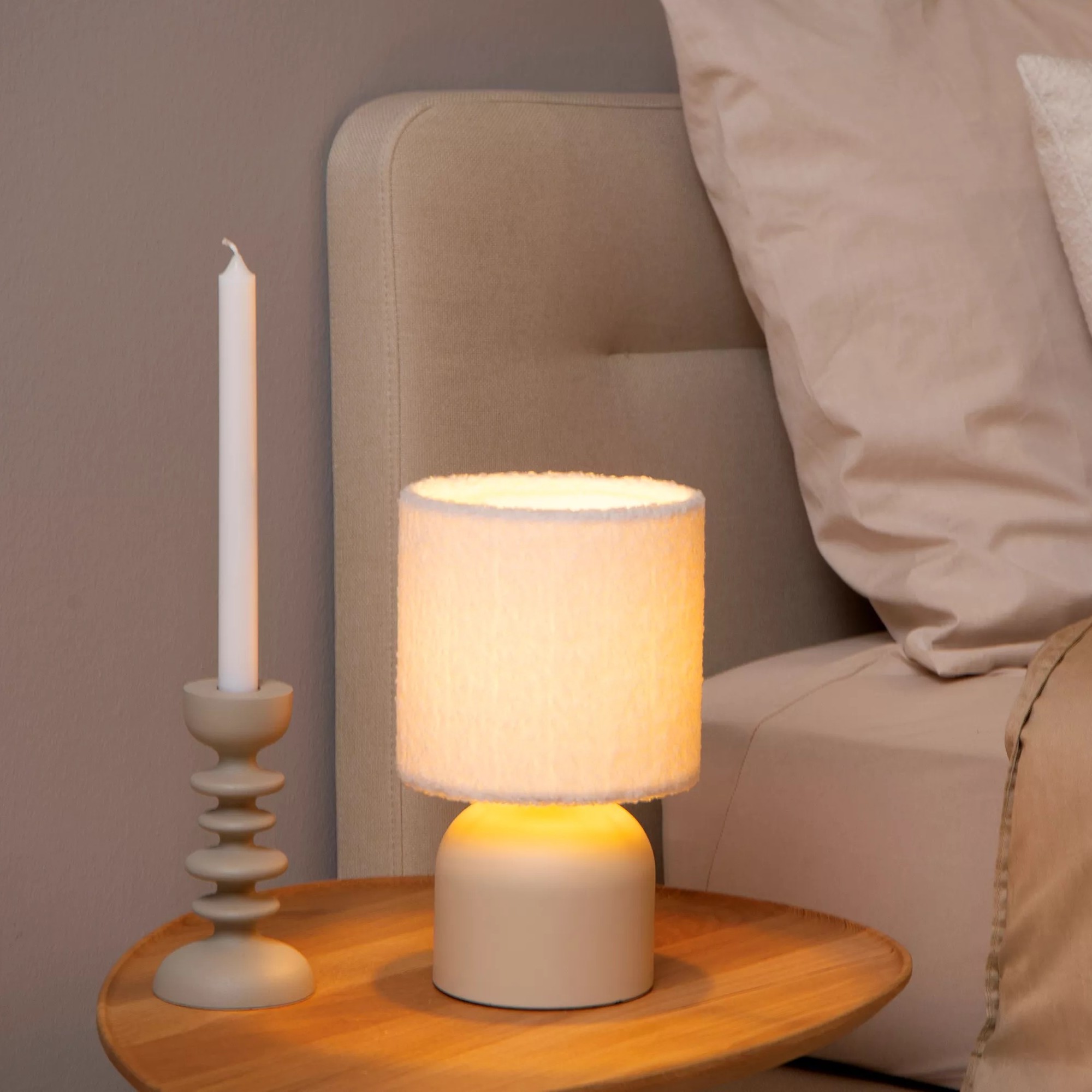 Lucide Woolly - lampe à poser - Ø cm - beige