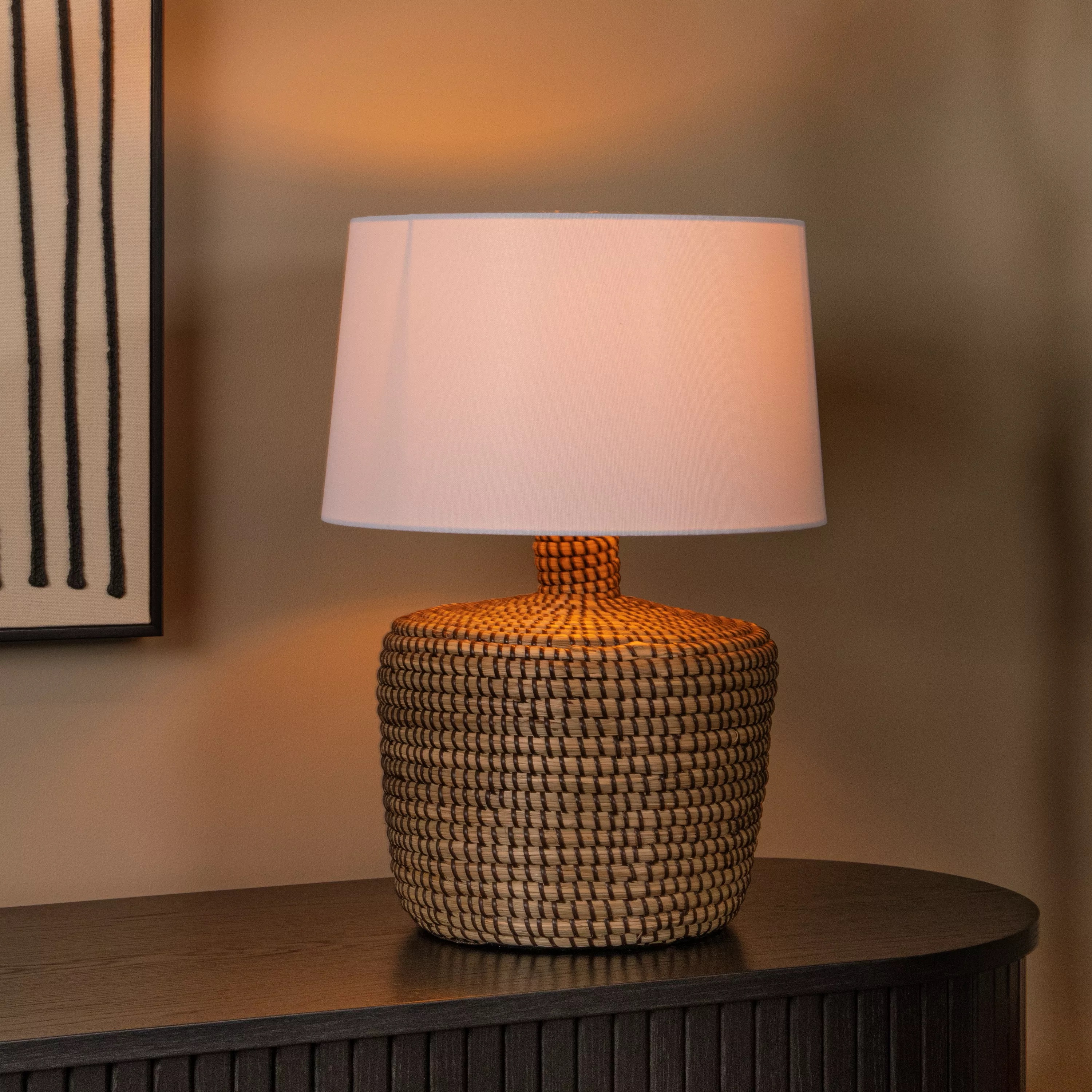 Lucide Ambala - lampe à poser - Ø cm - brun clair et blanc