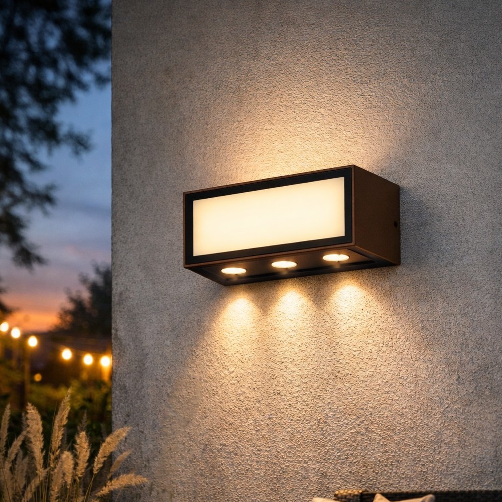 Nova Luce Inga - applique murale extérieure - 15,3 x 6,5 x 7,3 cm - 11W LED inclus - IP65 - corten