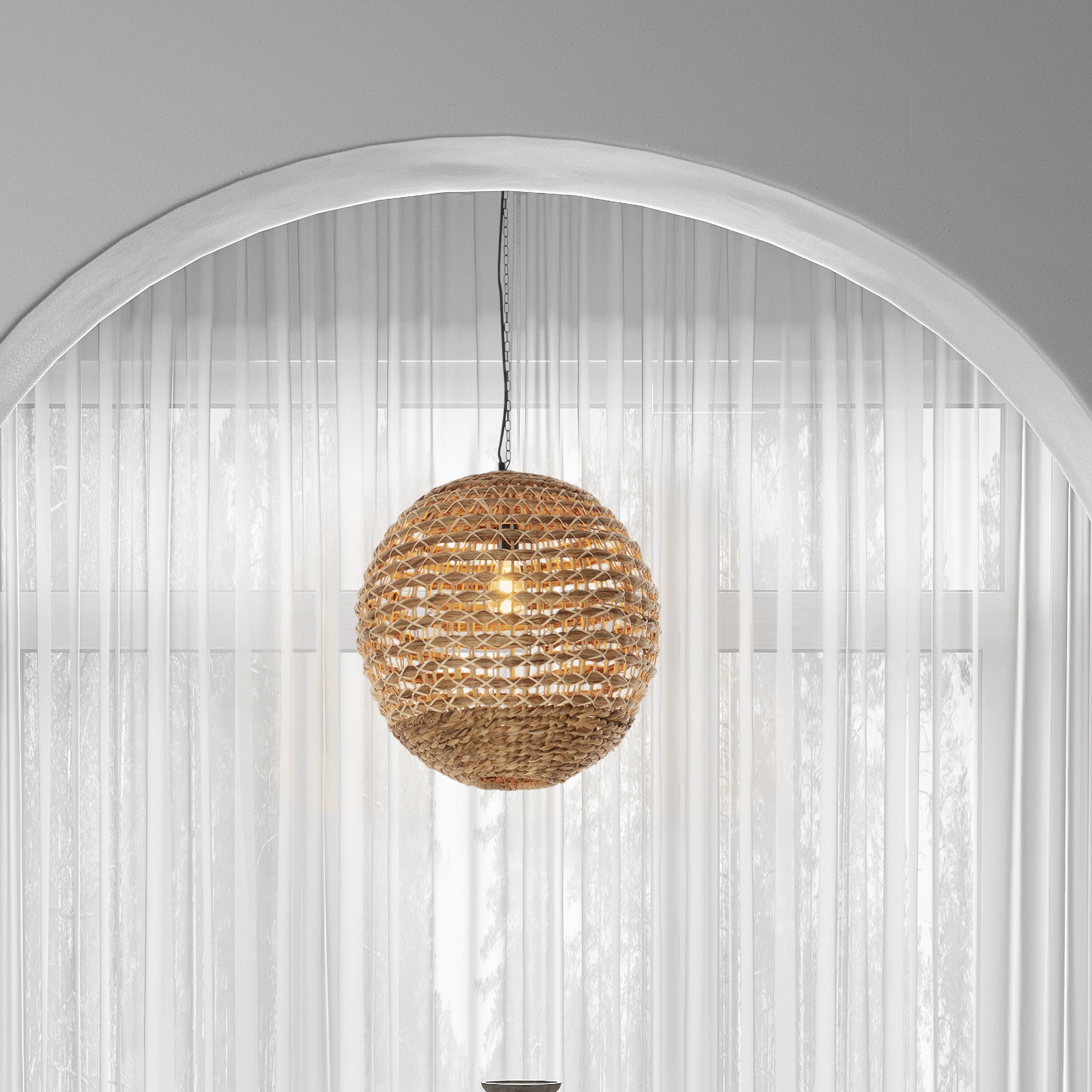 Nova Luce Bola - lampe suspendue - Ø cm - naturel et noir