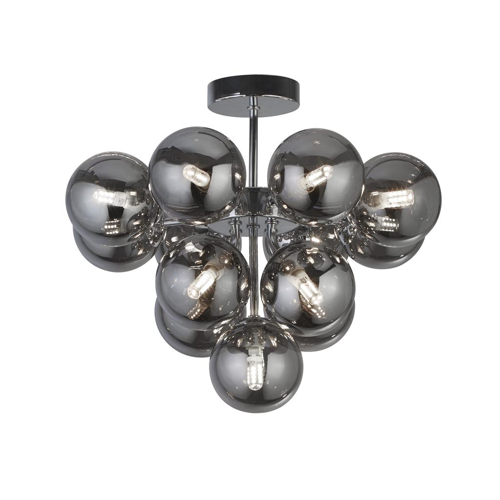 Searchlight Berry - plafonnier - Ø cm - chrome et verre fumé