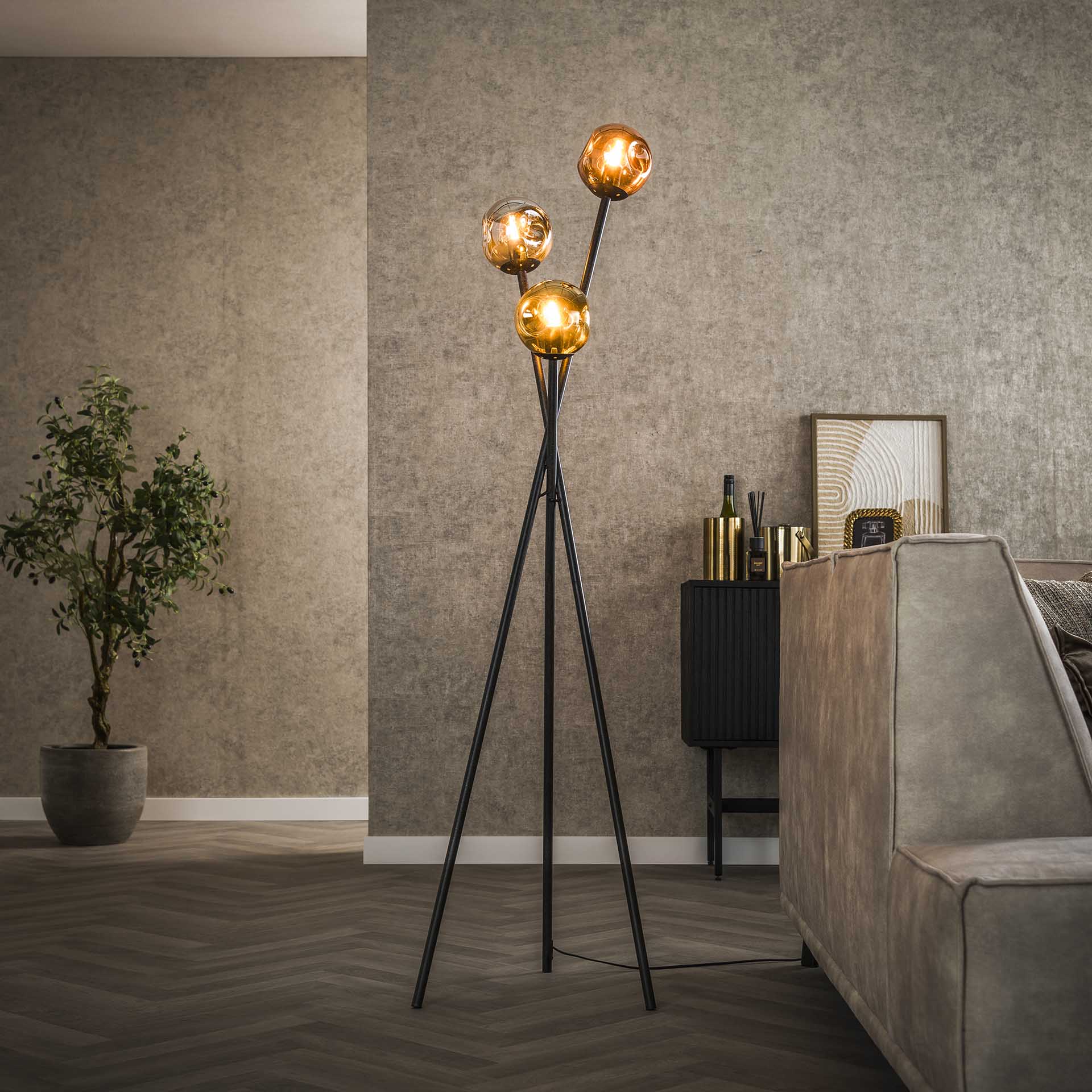 Vico Molecule Mix Glass - lampadaire - Ø cm - noir