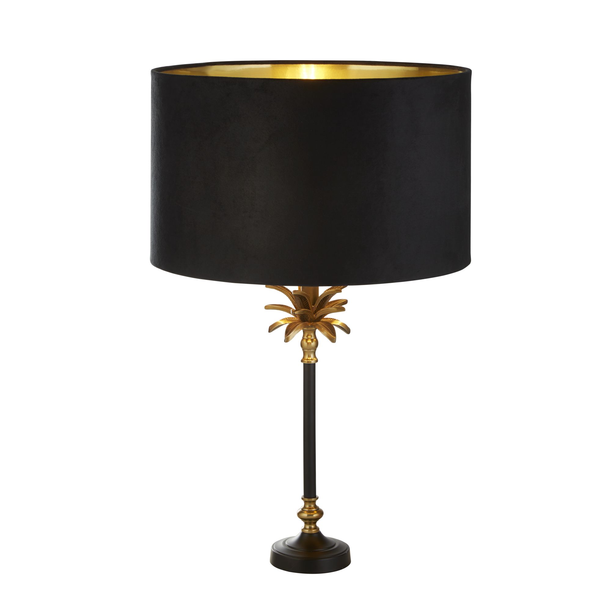 Searchlight Palm - lampe à poser - Ø cm - laiton antique, noir et or