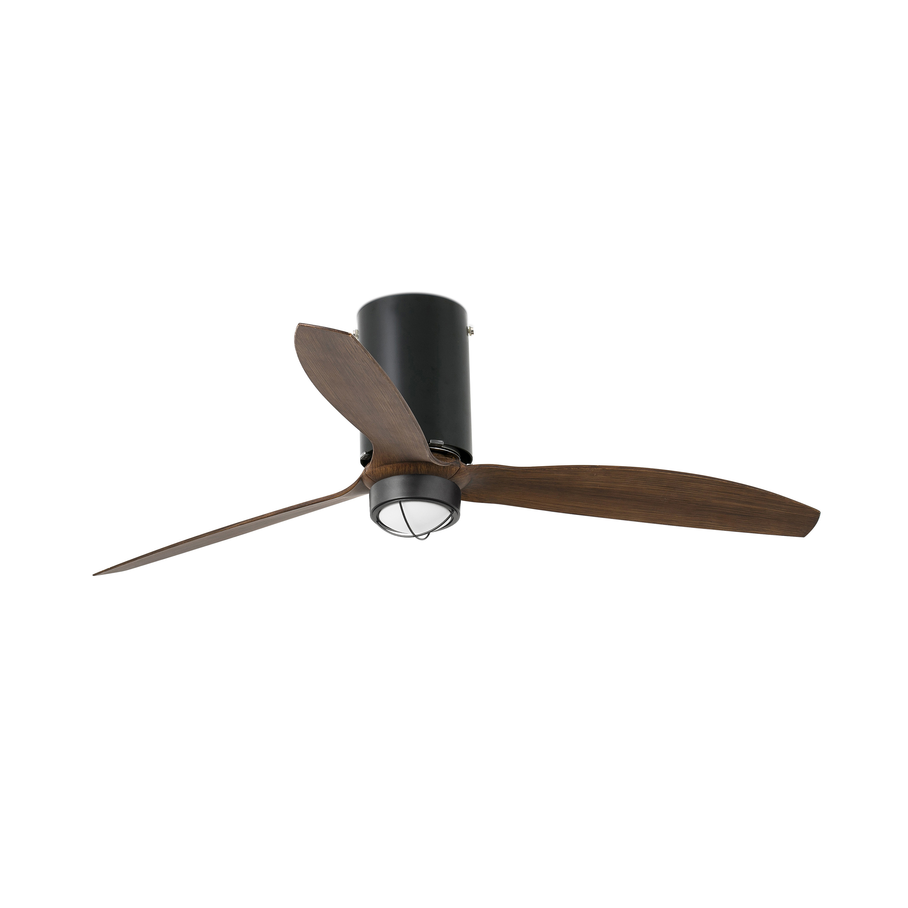 Faro Mini Tube - ventilateur de plafond avec lumière et télécommande - Ø - 17W LED inclus - brun foncé et noir mat